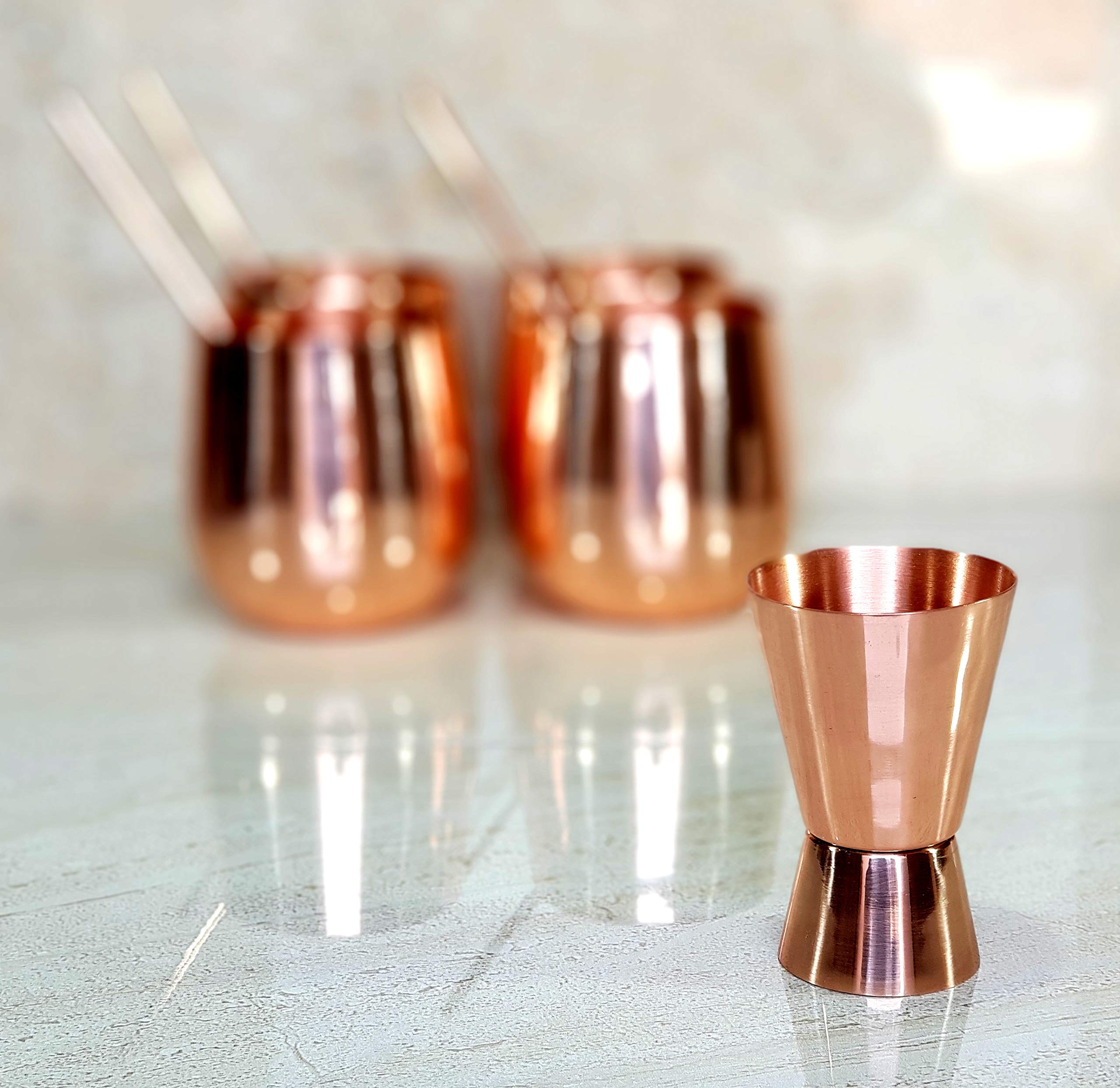 eSplanade Tazze di rame Moscow Mule - Tazze di rame solido puro per alimenti con cannucce e jigger in rame per cocktail di altissima qualità! (‎ MOSCOW MULES PLAIN)