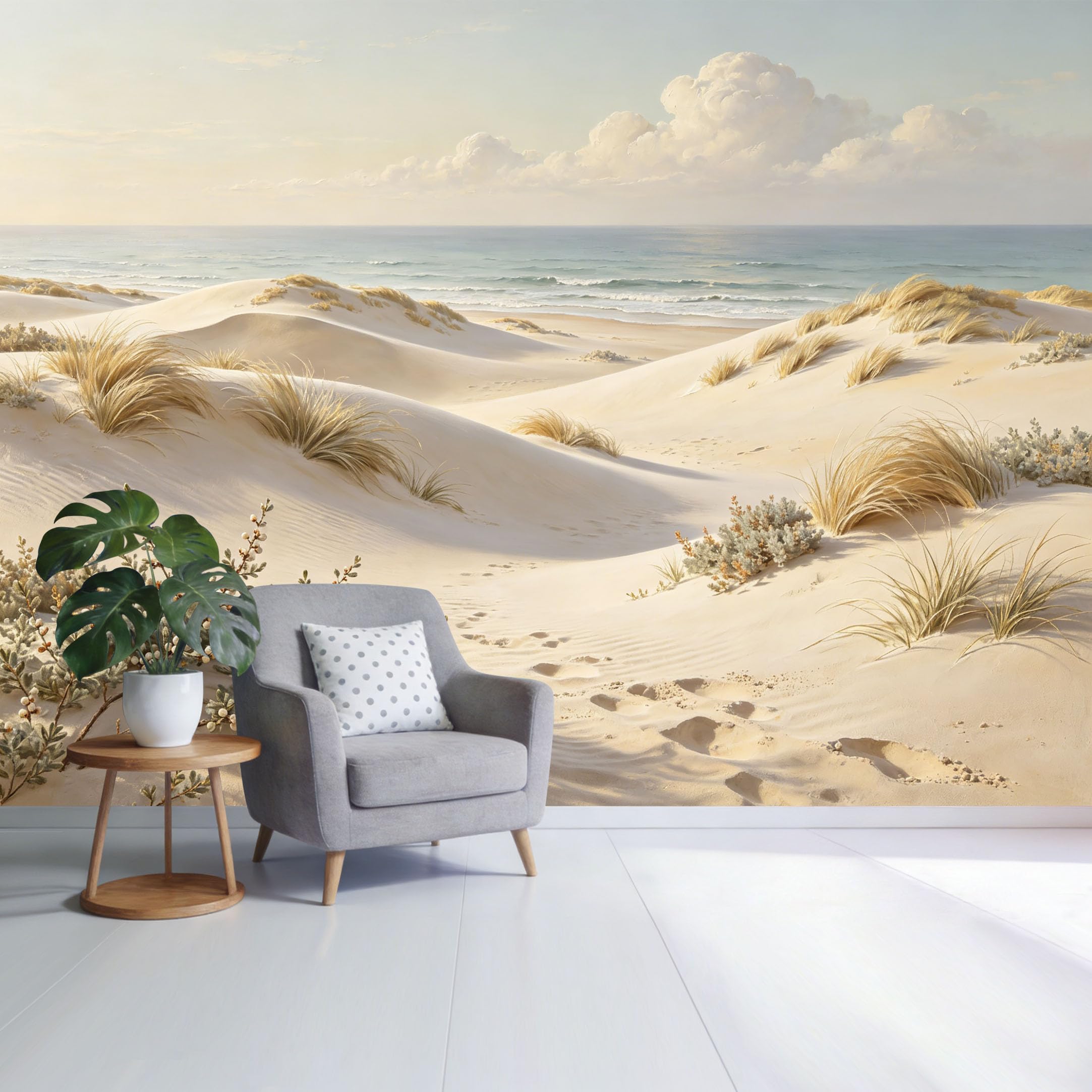Custom Size Wall Mural Coastal Sand Dunes Ocean Horizon Seaside Landscape SelfAdhesive Wall Fabric Removable Wallpaper for Home Office Decor