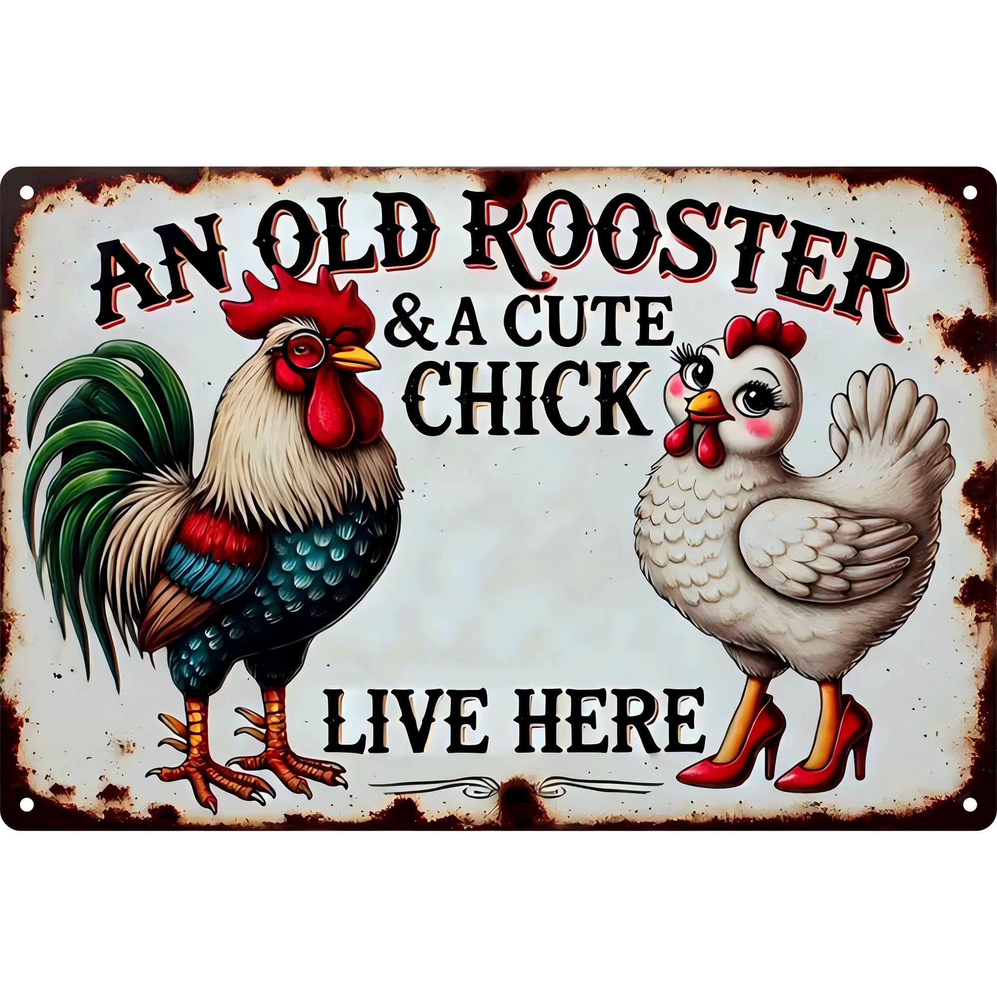 Amazon.com: Vintage Chicken Coop Metal Signs - An Old Rooster & A