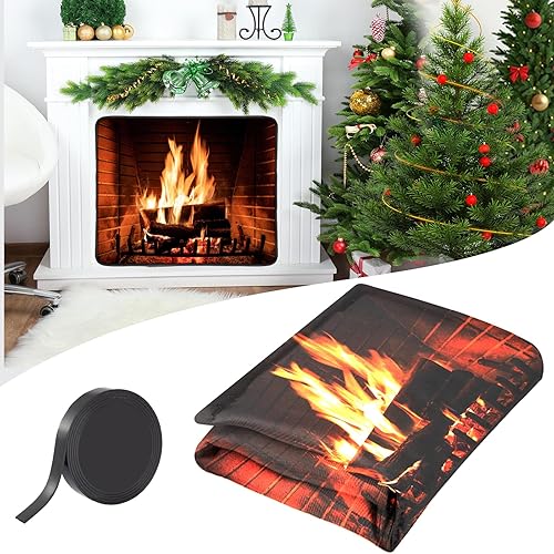Funda magnética para chimenea, manta bloqueadora de chimenea detiene la pérdida de calor, fundas decorativas de chimenea de Navidad, bloqueador de