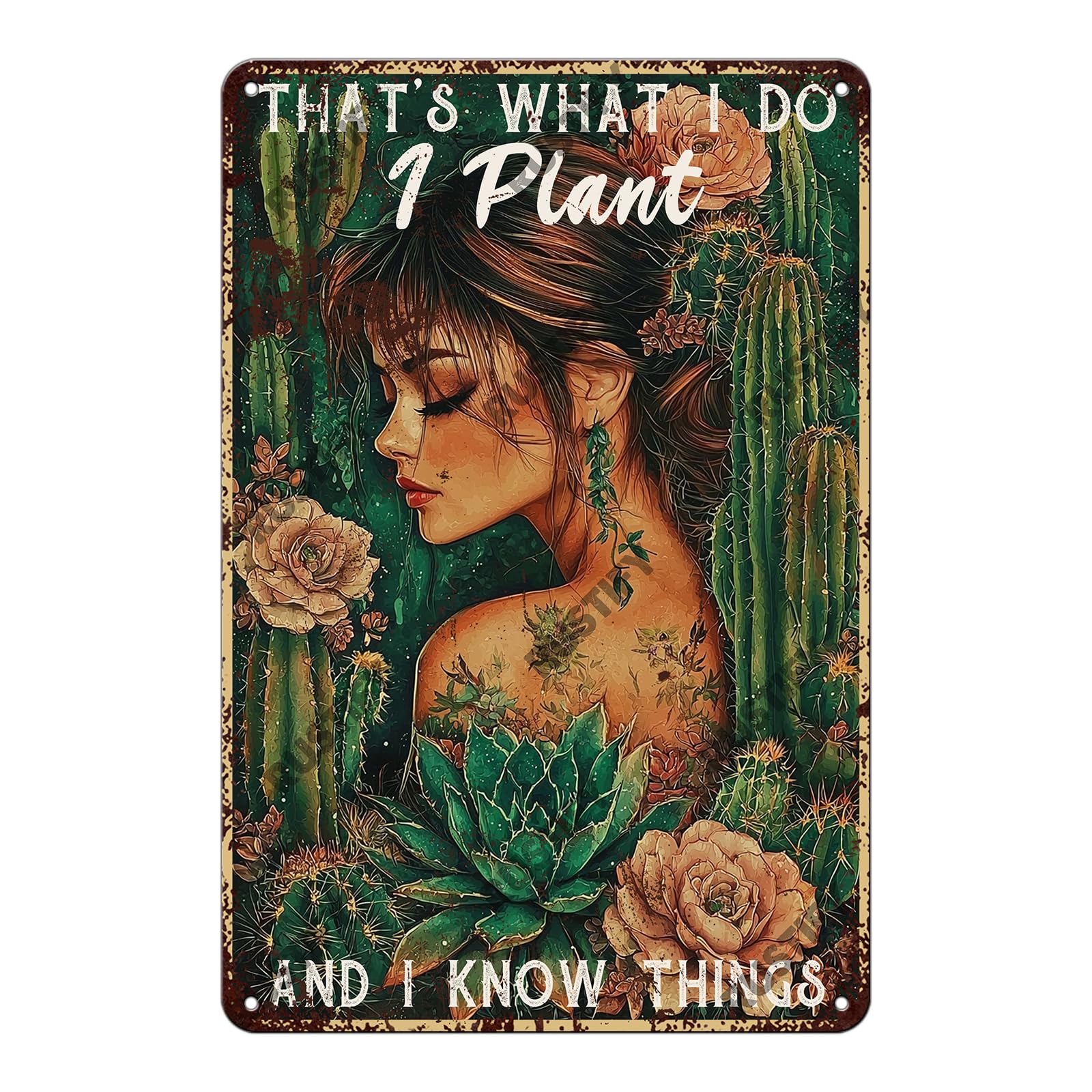 Anceky That's What I Do I Plant and I Know Things Sign Funny Metal Tin Sign Wall Decor for Home Kitchen Garden Yard Office 12×16 Inch
