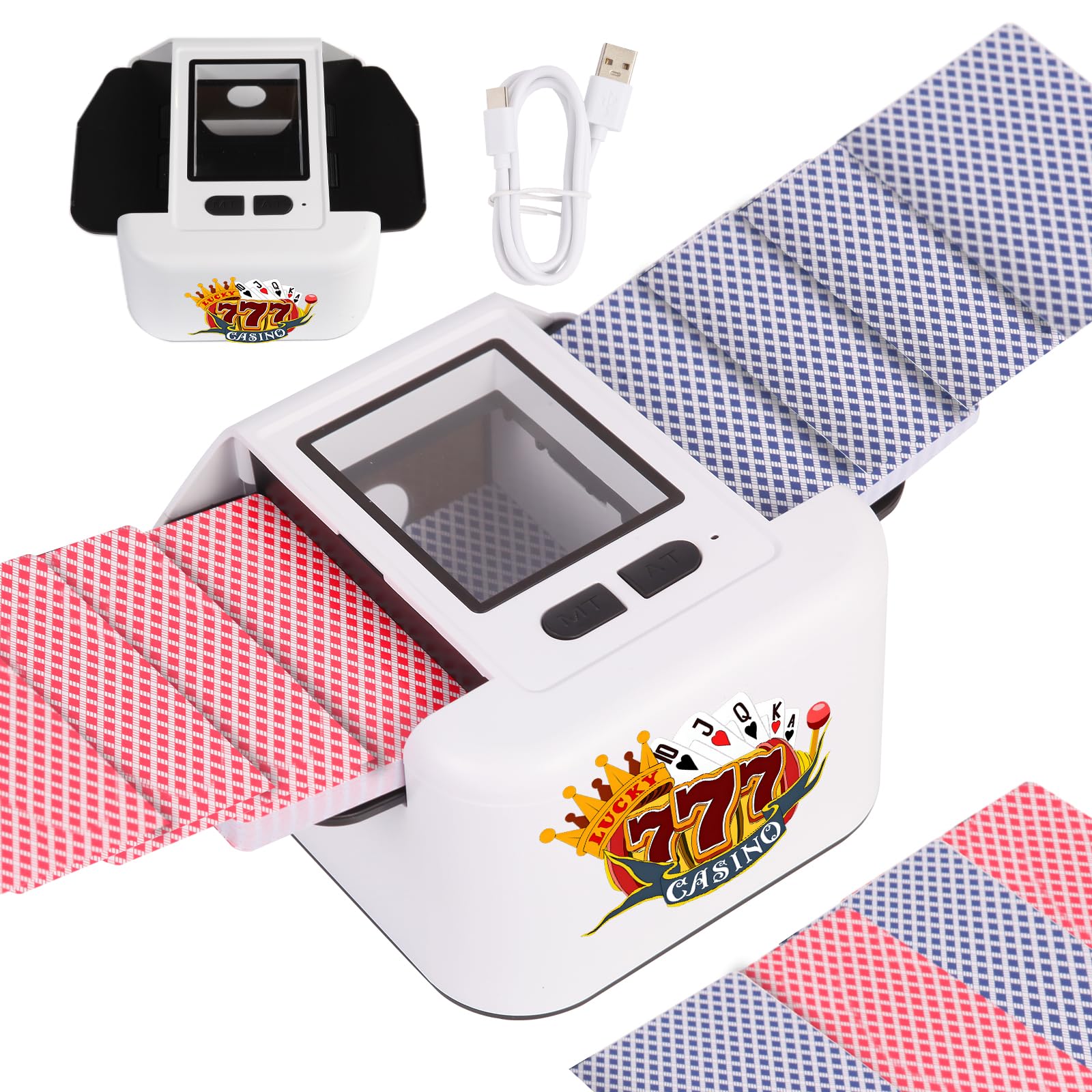 Mélangeur De Cartes Automatique – 2 Plateaux – Batterie 2000 MAh – USB-C – Mélange Rapide 1,5 S – UNO, Poker, Skip-Bo
