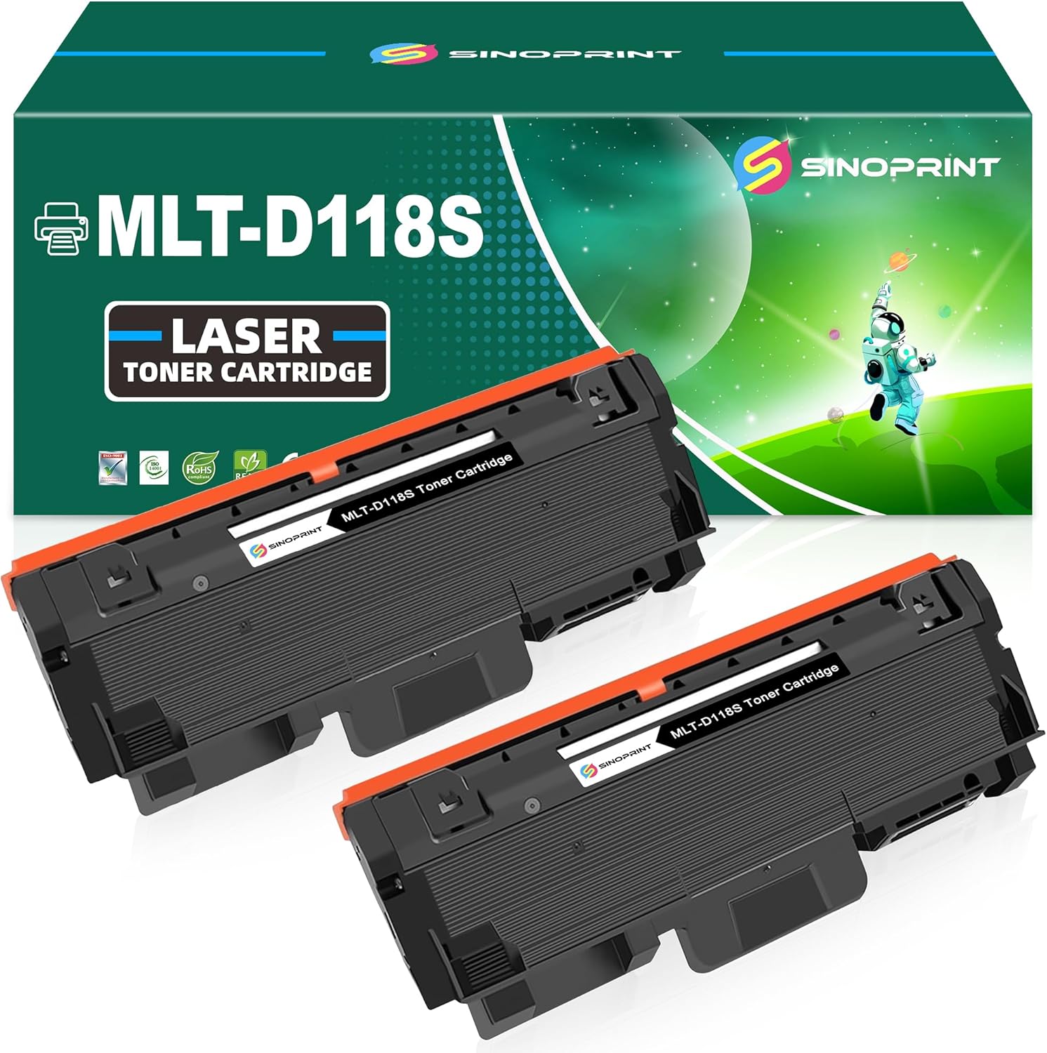MLT-D118S Black Toner Cartridge Replacement for Samsung MLT-D118S D118S MLT-D118L MLT-D118E Toner for Samsung Xpress M3065FW M3015DW Printer (1,200 Pages, 2-Pack Black)