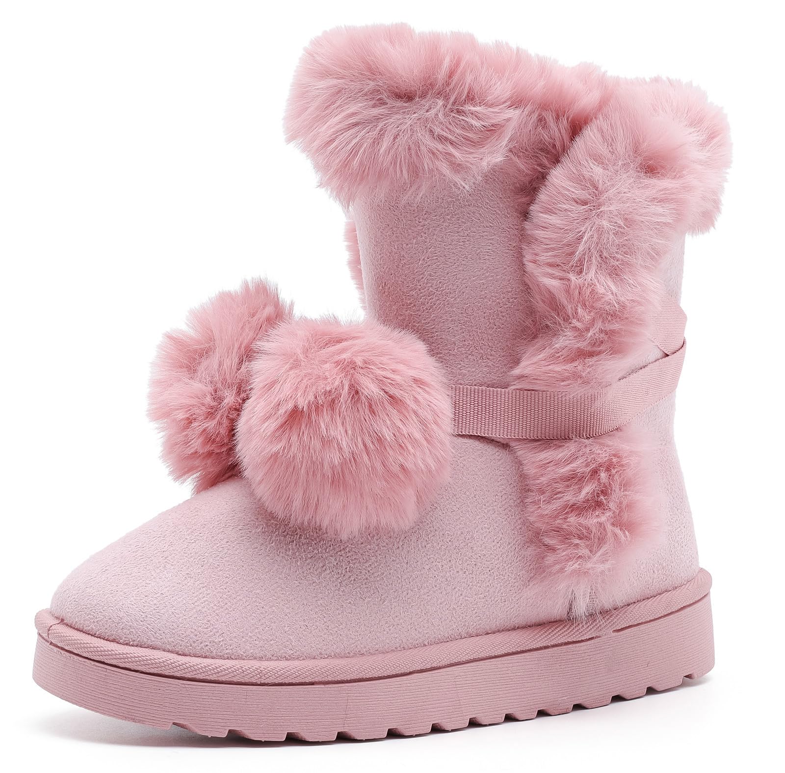 DADAWEN Womens Mid-calf Winter Snow Boots Lightweight Warm Faux Fur Lining Pull on Comfortable Outdoor Booties Shoes for