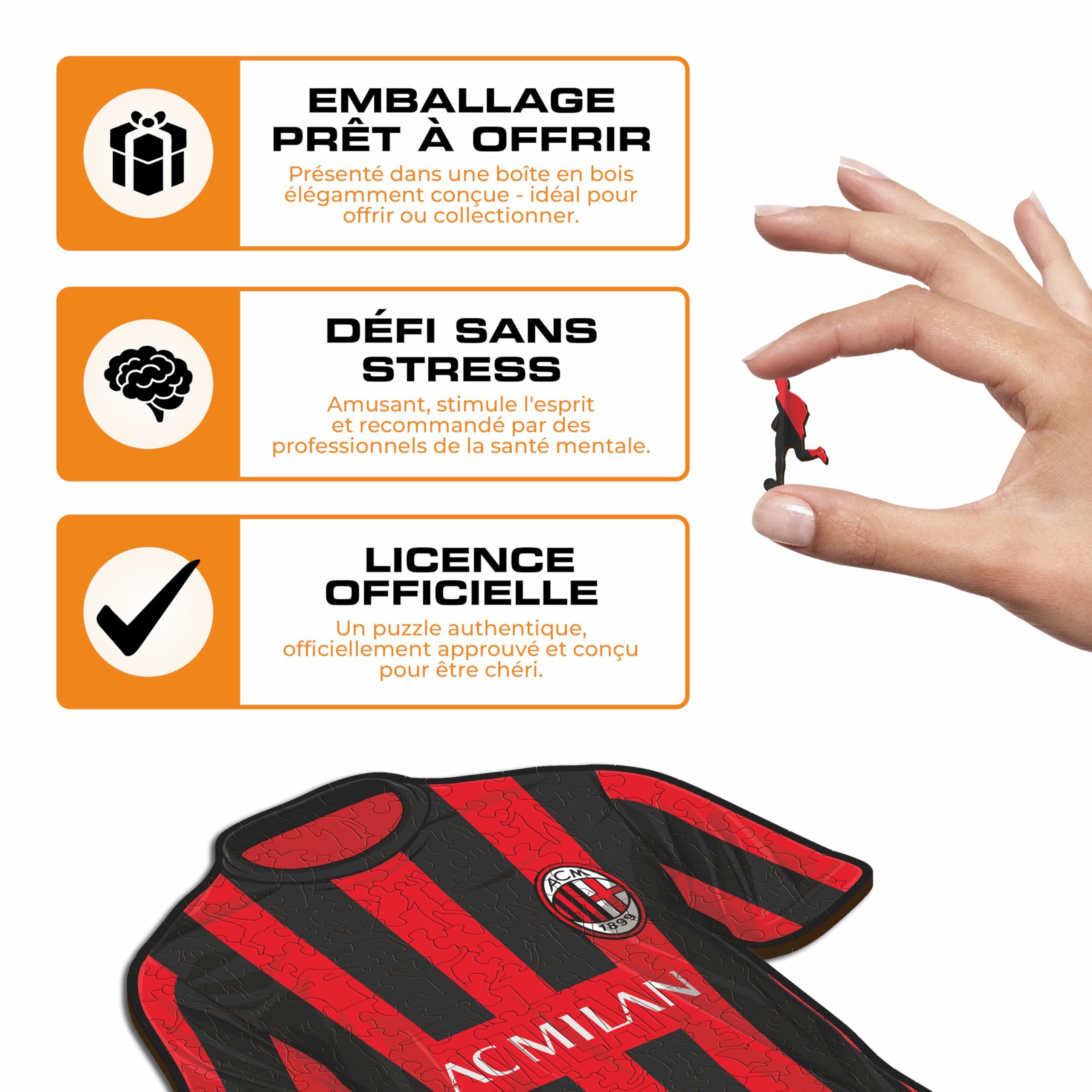 Iconic Puzzles, Puzzle Milan Jersey, 100% éco-Durable en Bois avec Licence Officielle, Taille S, 150 pièces