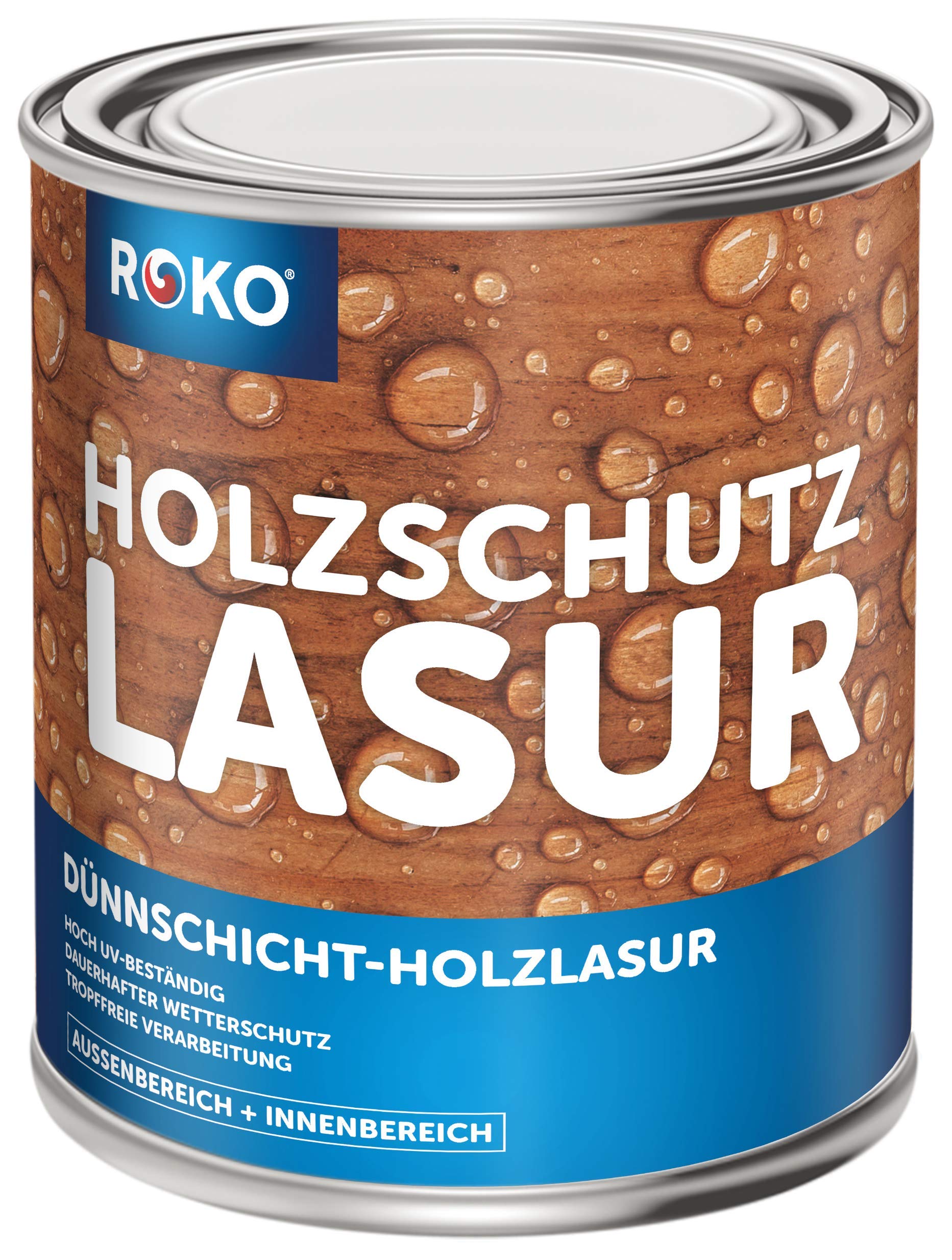 ROKO Holzlasur - Grün - 3 Liter Lasur - 3in1 Seidenmatt - Premium Holzschutzlasur für Innen und Außen - Dauerhafter Wetter- und UV-Schutz
