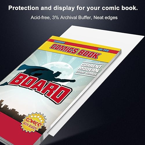 Miniatura 2 de KKU 200 tableros de cómics actuales, tableros de cómics de 10.5 x 6.7 pulgadas, tableros de cómics transparentes sin ácidos, color blanco