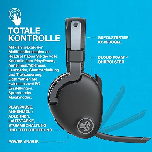 Vista 7 de JLab JBuds - Auriculares inalámbricos de trabajo con micrófono, auriculares para computadora sobre la oreja, auriculares con cable o inalámbricos