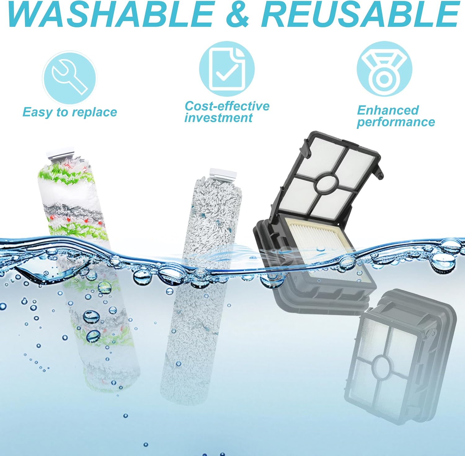Brush Rolls and Filters Replacement for Bissell CrossWave 2554 & HydroSteam
