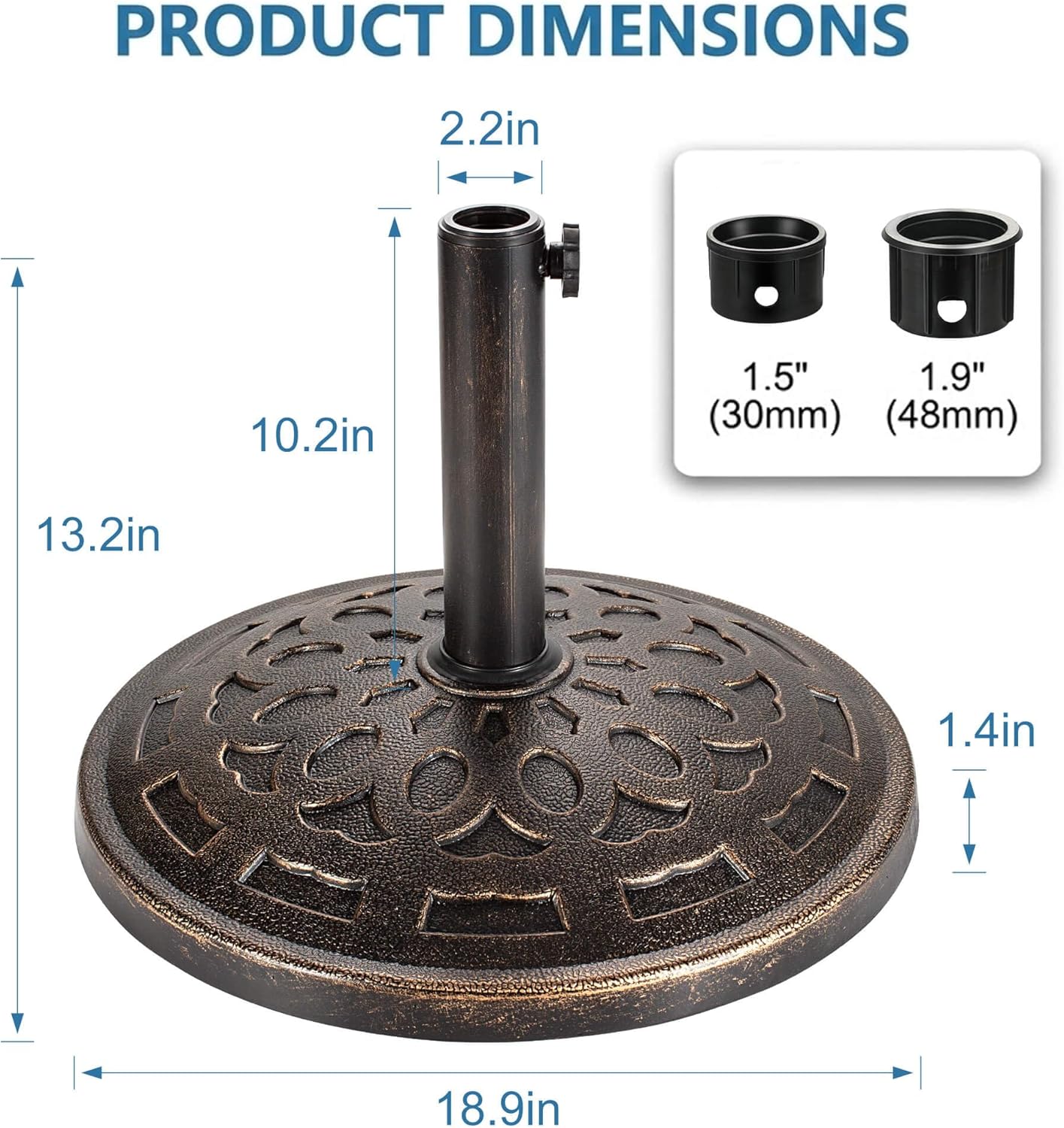 Jarka&Co Patio Umbrella Stand - 31 lbs 18.9" Heavy Duty Outdoor Umbrella Base Stand, Market Umbrella Holder for Garden, Backyard, Pool