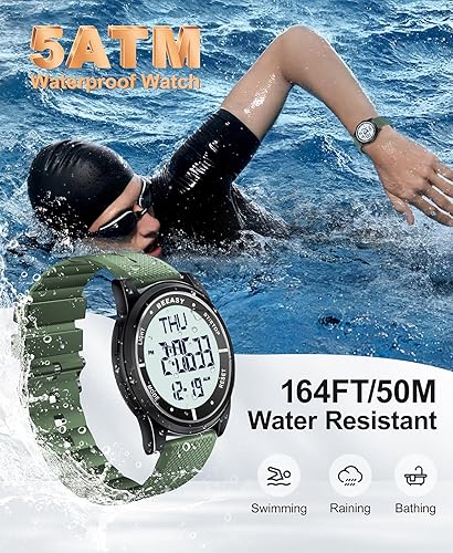 Miniatura 2 de Beeasy - Reloj digital de pulsera resistente al agua con cronómetro, alarma, cuenta regresiva, doble zona horaria, ultrafino, pantalla angular muy