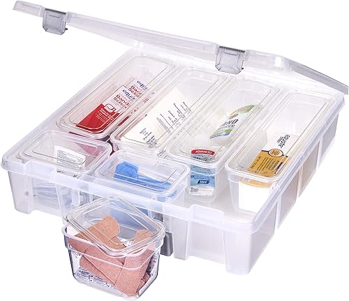 Miniatura 8 de AB Designs 6967ABD Super Satchel con 9 contenedores mixtos en el interior, contenedor apilable para organización de almacenamiento en el hogar,