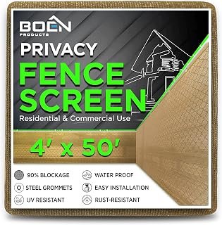 Boen - Backyard Privacy Screen Fence Covering 4' x 50' - Beige - Instant Outdoor Privacy Fence Screen for Any Metal, Chain Link, Wood Panels or Plastic Fencing - Shade & Block Wind Privacy Wall