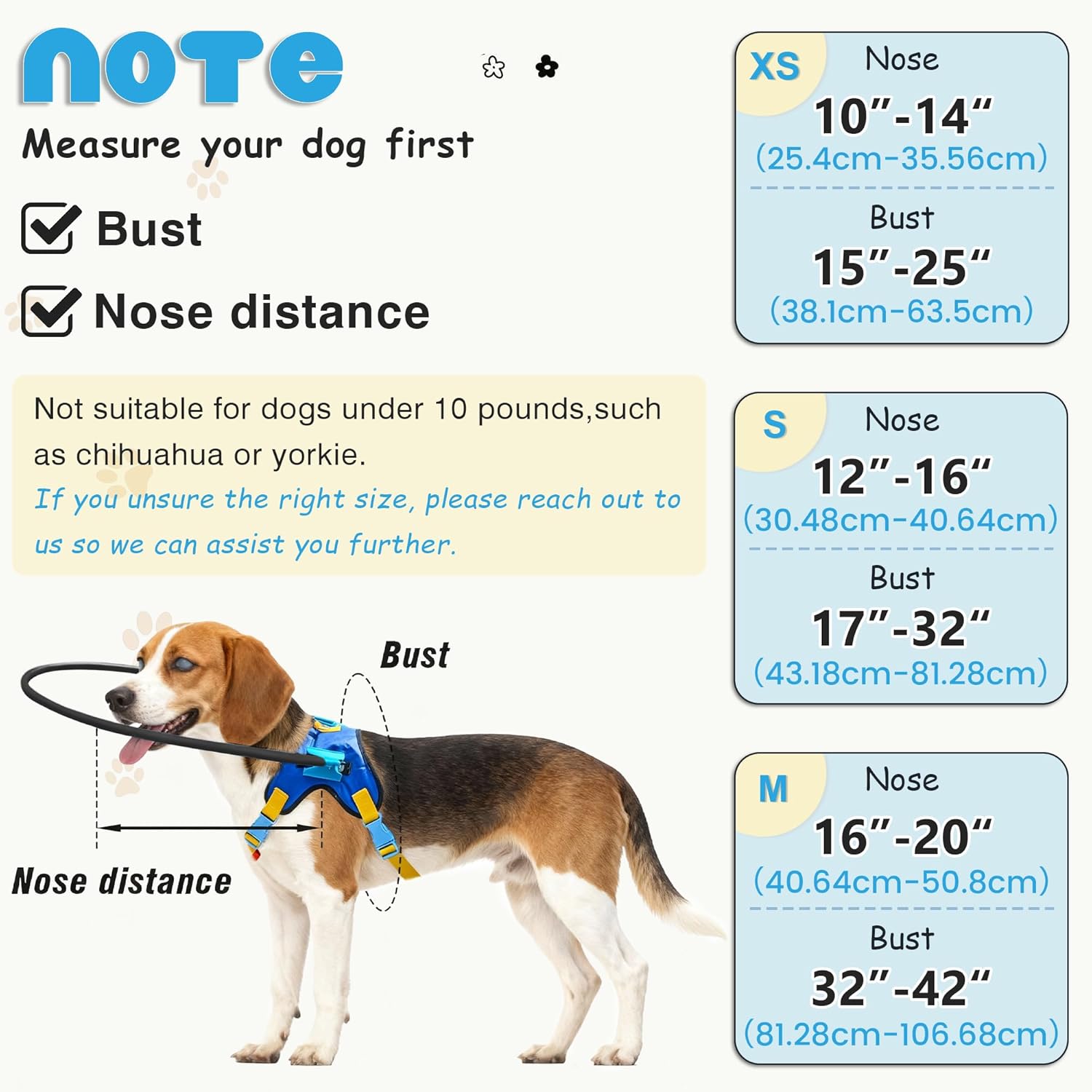 Blind Dog Harness with Halo,Adjustable Guide & Confidence Building Vest, Anti-Collision Safety Device,Protective Collar for Confidence and Safety (10-14In)