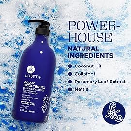 Luseta Blue Shampoo for Brassy and Cool-toned Brunette Color, Color Depositing and Brightening for Treated Hair 16.9oz