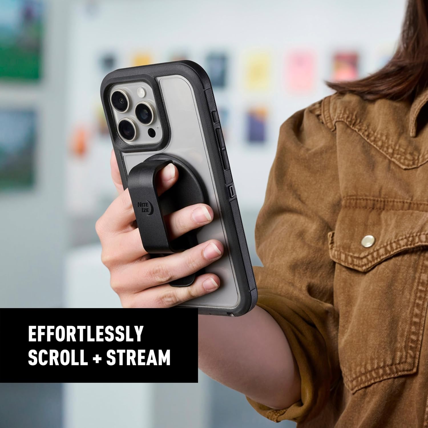 Nite Ize Big Grip Magnetic Grip, Clip & Stand - Magnetic Phone Holder with Standing Handle - Compatible with MagSafe iPhones & Cases Only - Includes Clip to Attach to Backpacks, Belts & Pockets - Image 3