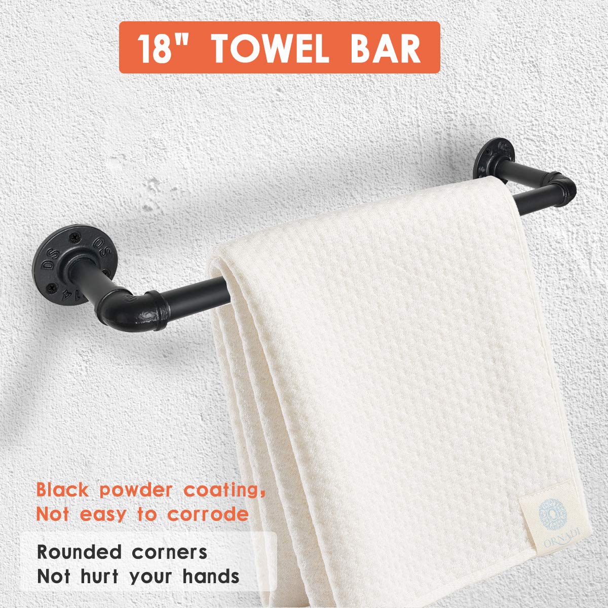 5 Pieces Industrial Pipe Bathroom Towel Holder Set, Rustic Farmhouse