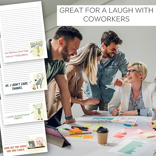 Miniatura 4 de ZICOTO Bloc de notas súper divertidos, regalo divertido de oficina para tus compañeras de trabajo, juego de 4 blocs de notas de suministros de