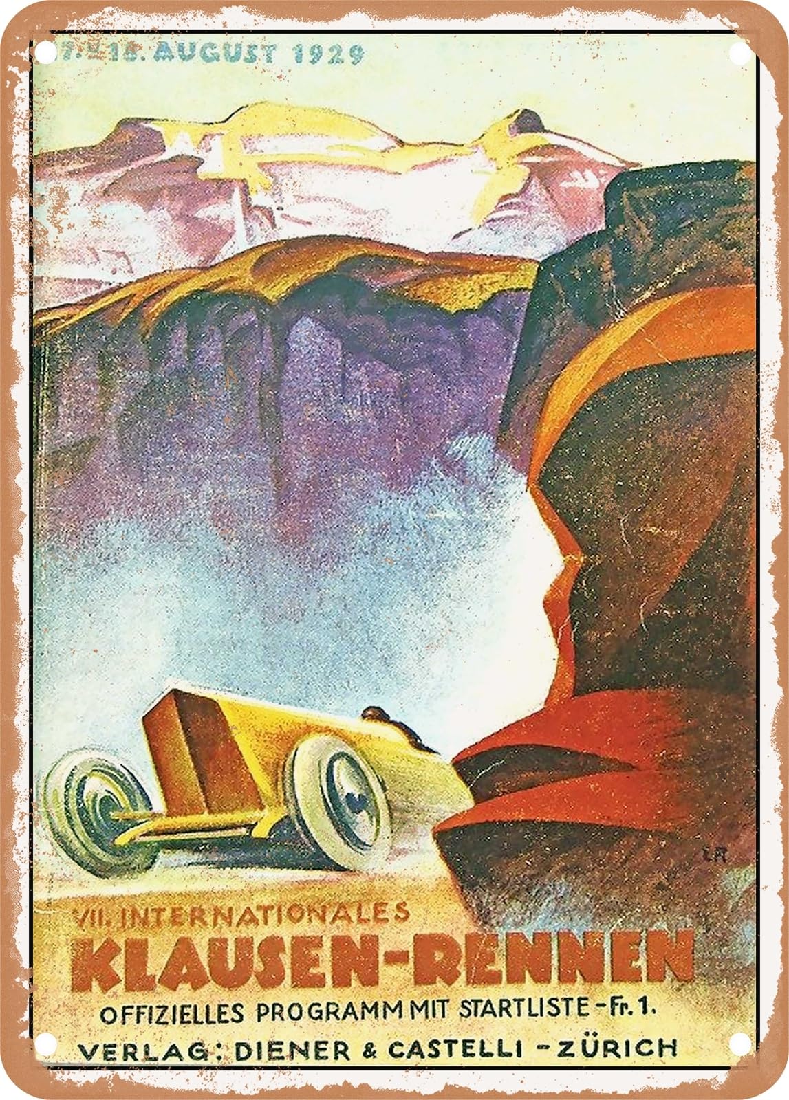 Miaomansenstore Metal Sign - 1929 Vii Internationales Klausen Rennen Vintage Ad Home Decor