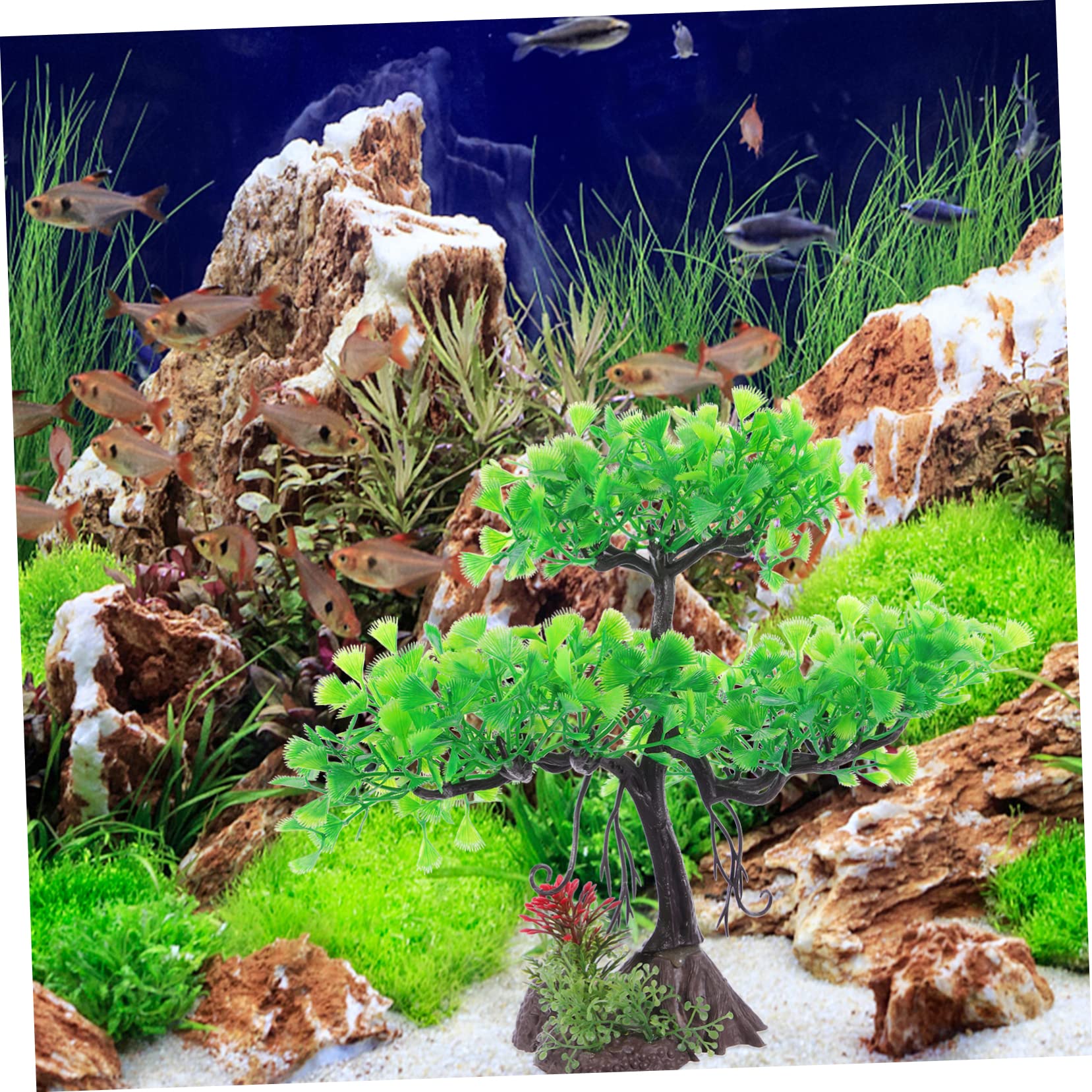 Sosoport 3 Piezas paisajismo del Acuario riego automático de Plantas Neto Artificial Plants decoración pecera Planta ártificial Accesorios Acuario Suministros para peceras Planta de