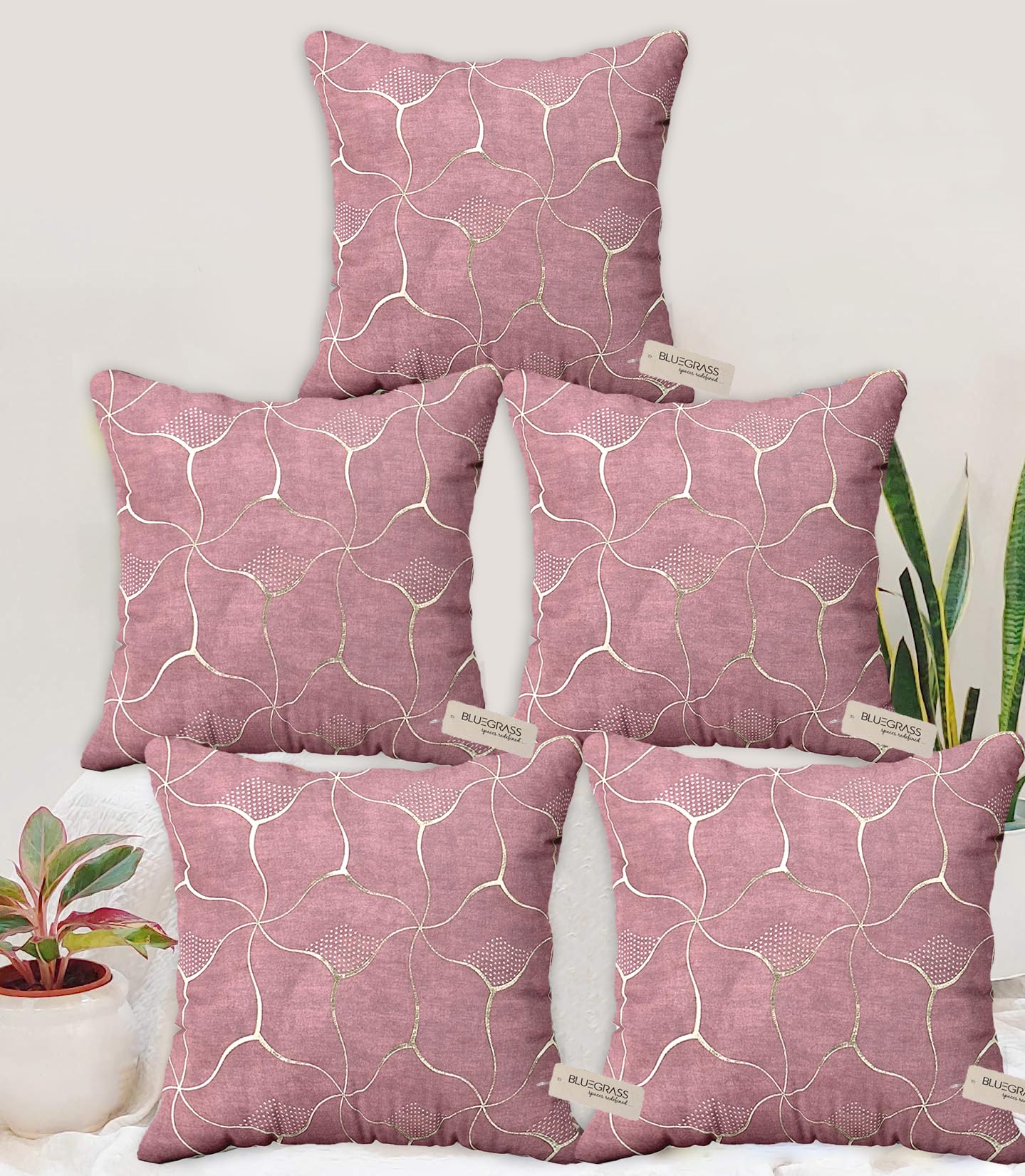 BLUE GRASS Velvet Foil Print Cushion Cover - Set of 5 || Design : Marvel || Pink || Size : 12x12 Inches. (B0D9BW832K) Amazon Price History, Amazon Price Tracker