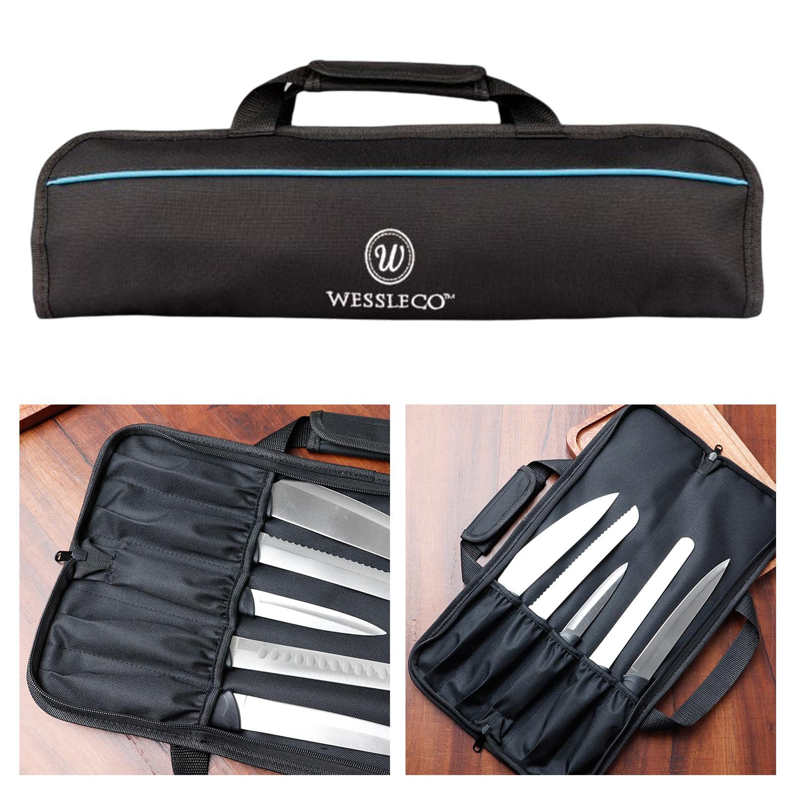 Bolsa para cuchillos Bolsa para herramientas para cuchillos Almacenamiento de herramientas de cocina Estuche de transporte Ranuras para, Azul