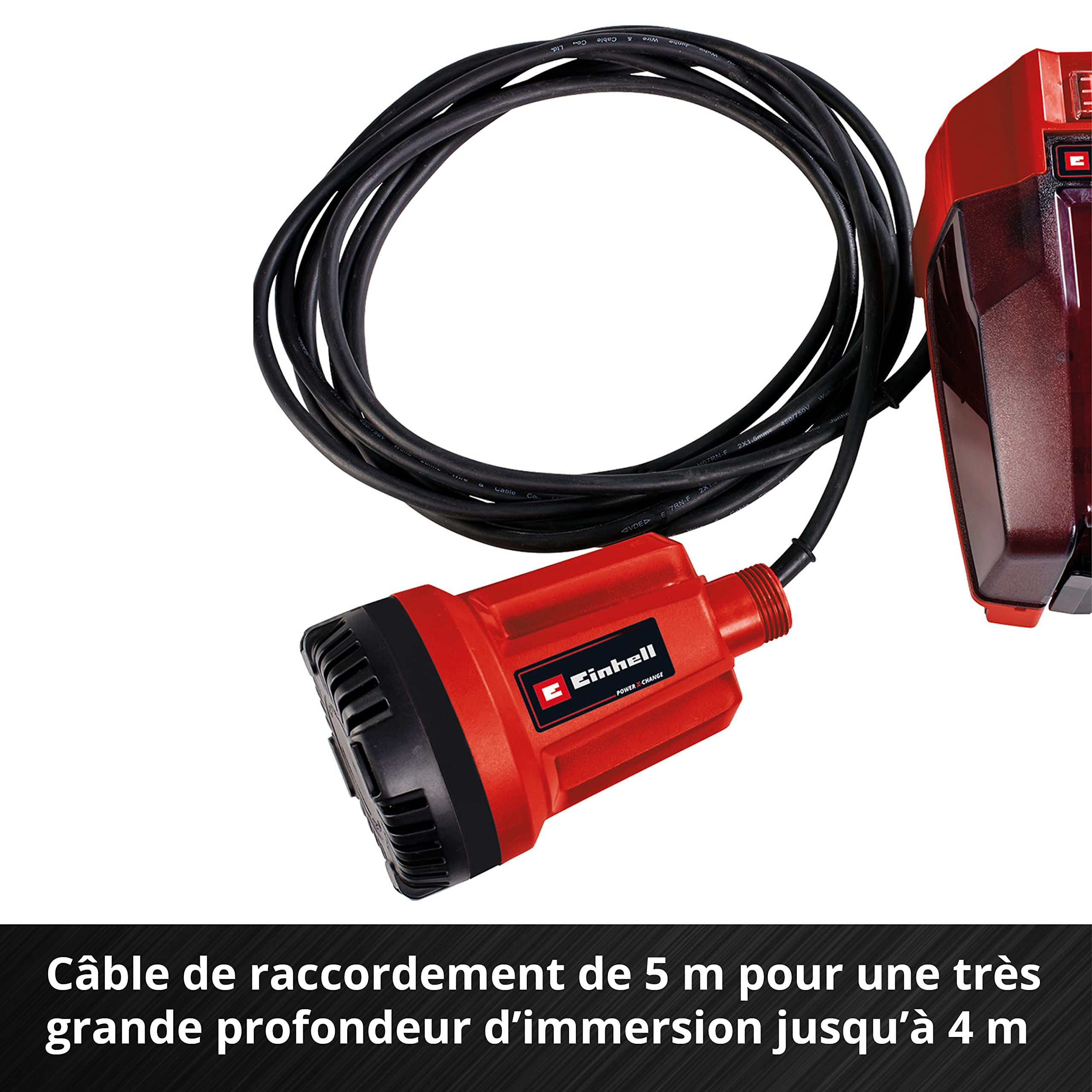 Einhell Pompe d’évacuation pour eaux claires sans fil GE-SP 18 Li-Solo Power X-Change (18V, débit 5000 L/h, profondeur d’immersion max. 4 m) Livré sans Batterie ni Chargeur