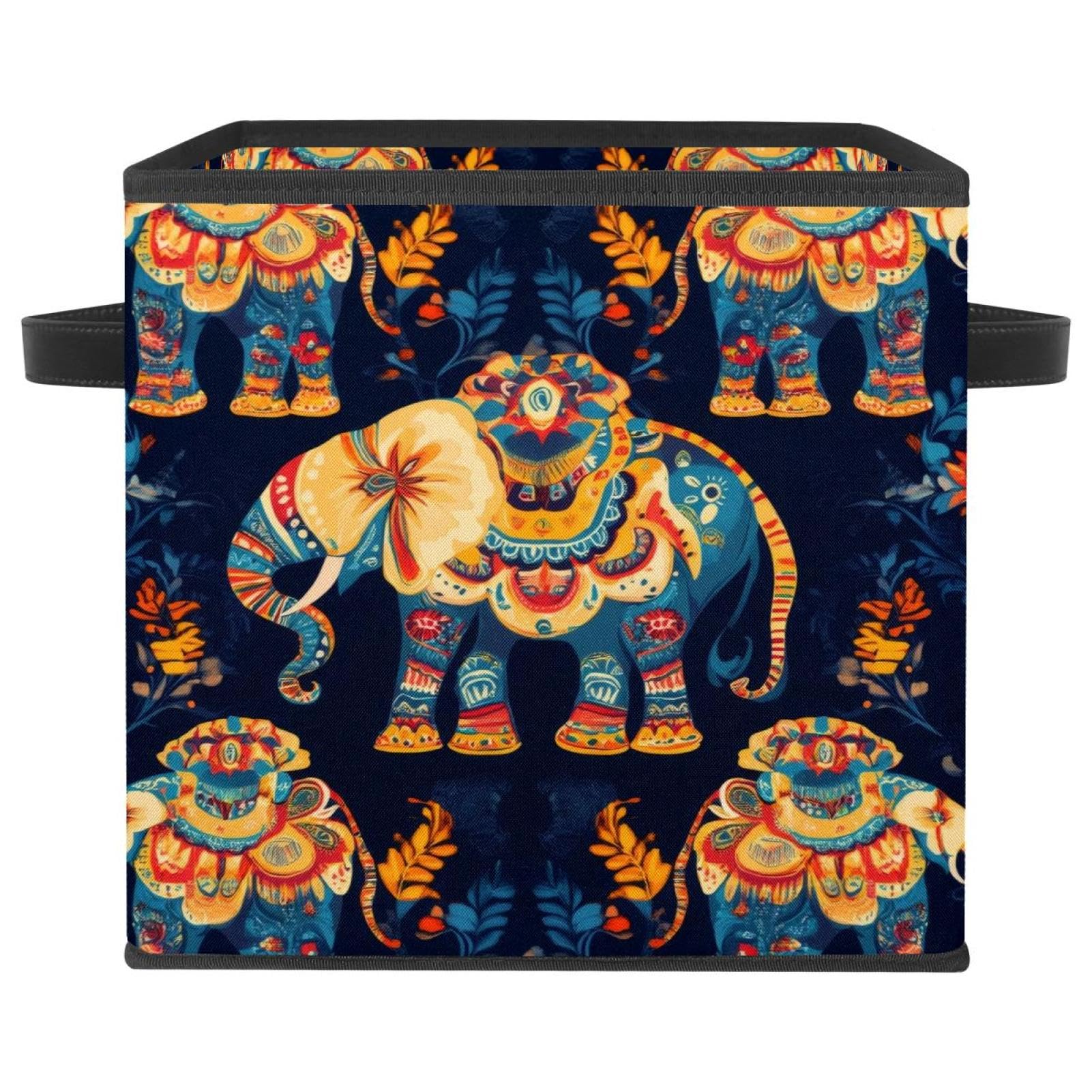 Panier de rangement éléphant avec double poignées solides pour étagère