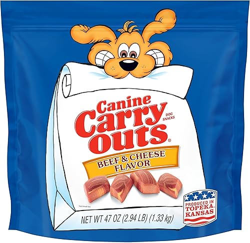 Canine Carry Outs Golosinas para perros con sabor a carne y queso, bolsa de 47 onzas