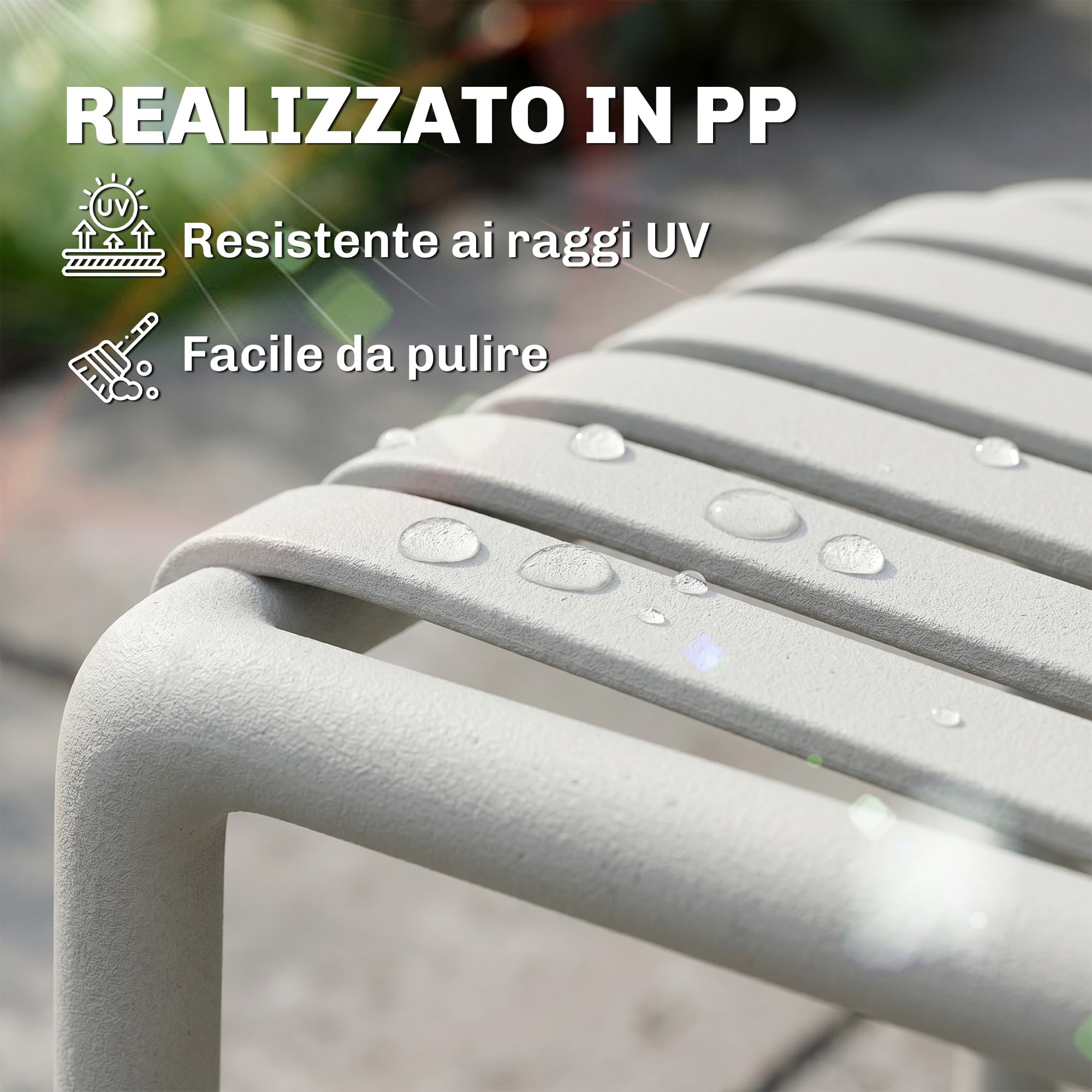 Outsunny Set 4 Sedie da Giardino Impilabili Anti UV con Braccioli Grigio | Polipropilene, Sedie per Pranzo da Esterno, Design a Doghe, per Patio Balcone Terrazza Esterno Interno