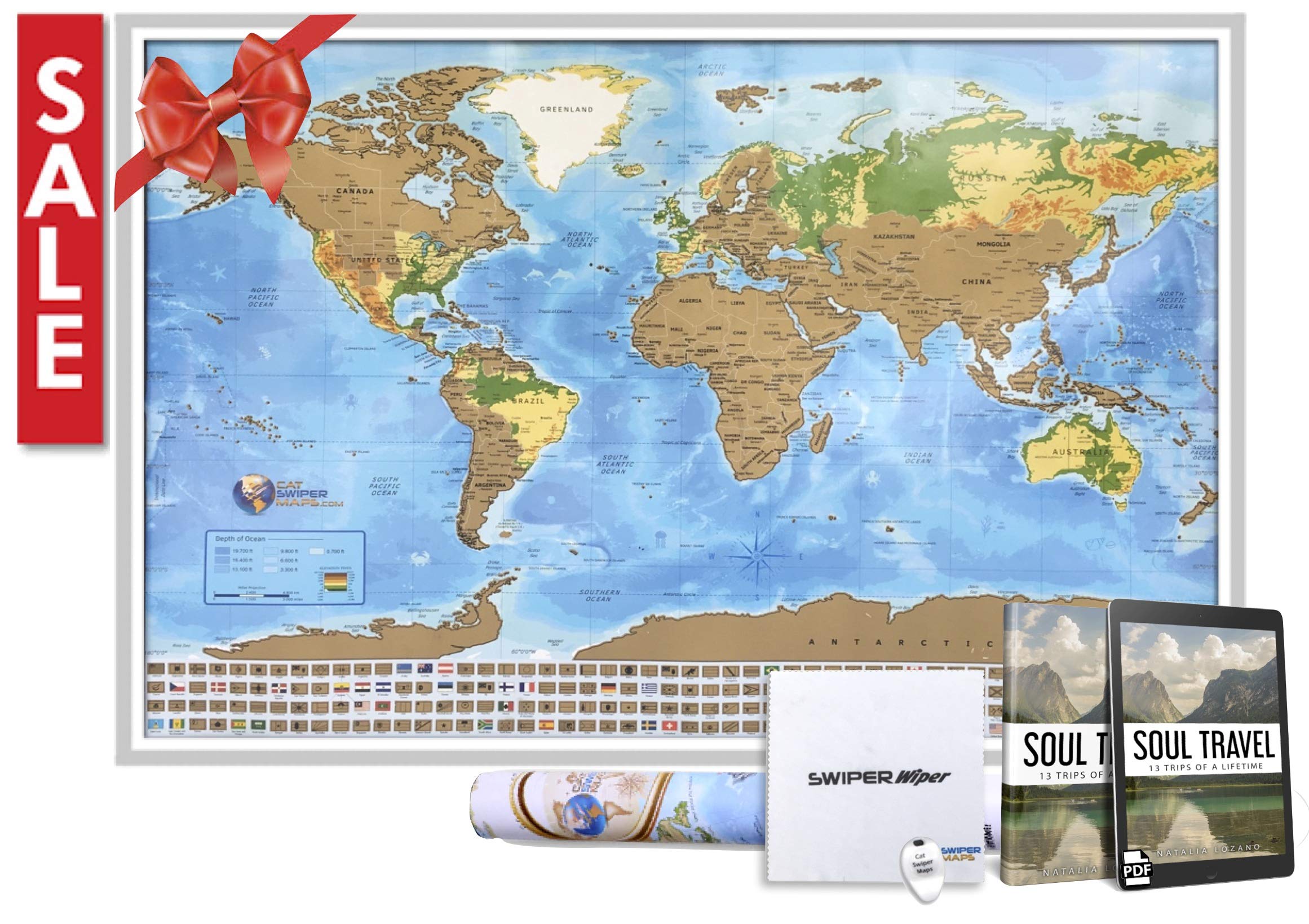 Scratch off travel map of the world - Easy to scratch off world travel map tracker - 33 x 24 Poster