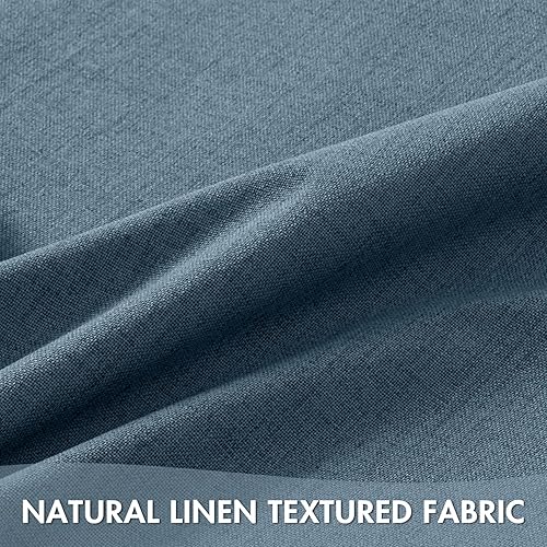 Miniatura 5 de EMEMA Cortinas opacas de lino azul polvoriento de 84 pulgadas de largo, 2 paneles para dormitorio, sala de estar, aislamiento térmico, cortinas de