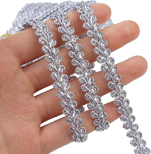 Miniatura 2 de Cinta de encaje de ciempiés con trenza metálica plateada para manualidades, boda, manualidades, costura, disfraz de Navidad, Halloween (0.3