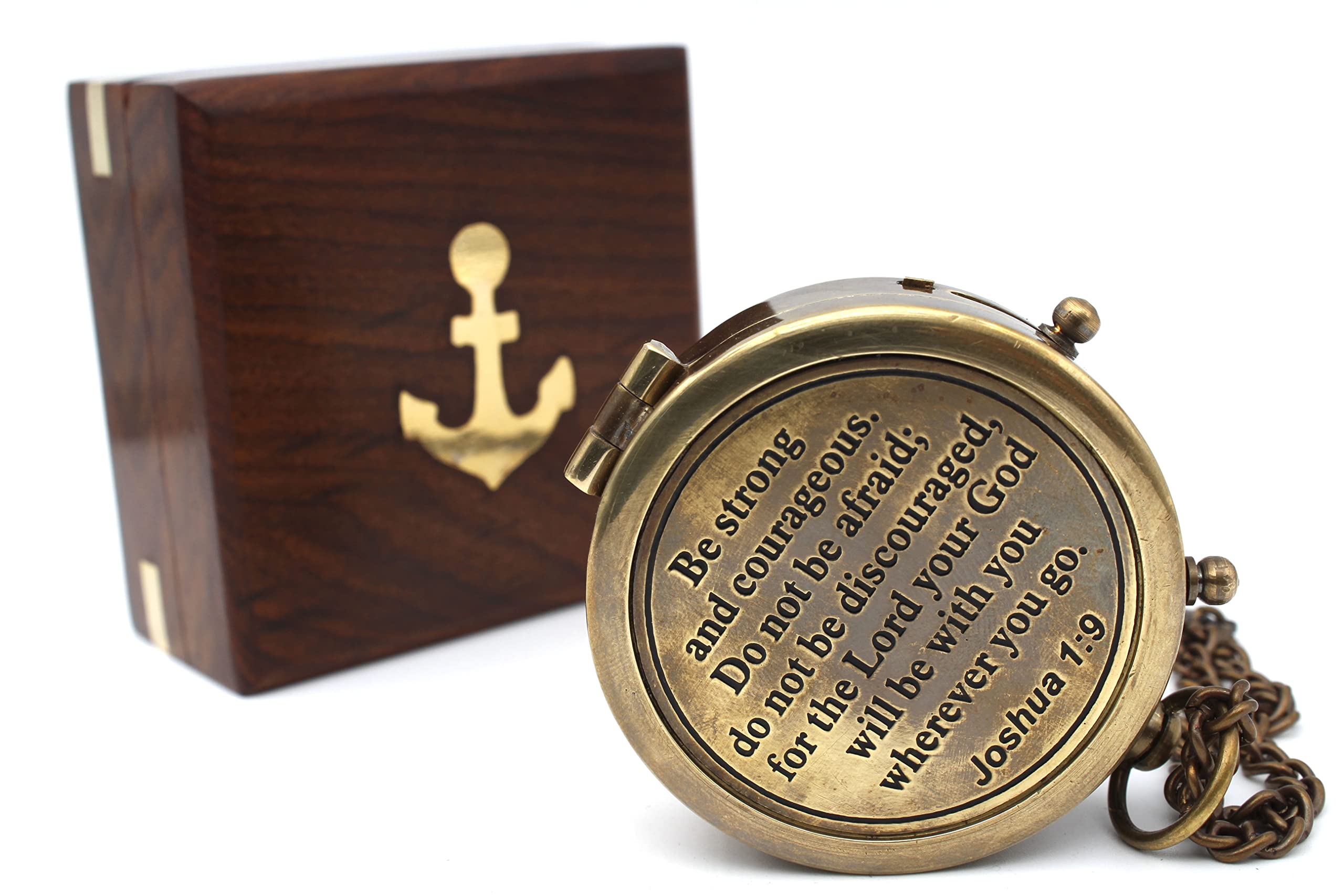 Compass with Stamped Wooden Case