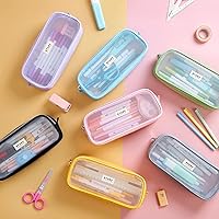 Vista 7 de KALIDI Estuche para lápices de malla cuadriculada de gran capacidad, estuche grande para lápices con cremallera, bolsa de lápices simple, bolsa