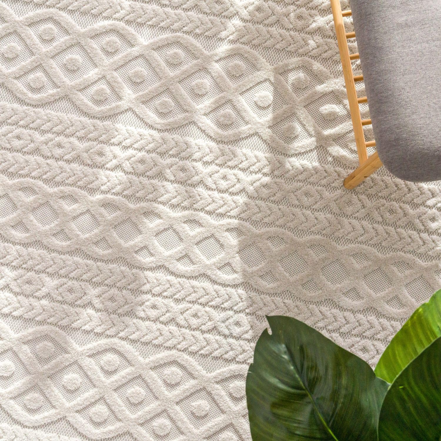 TT Home Tapis D'Intérieur Et D'Extérieur Résistant Aux Intempéries Balcon Chambre À Coucher Motif Boho Skandi Aspect Géométrique, Couleur:Crème 4, Dimension:160x230 cm