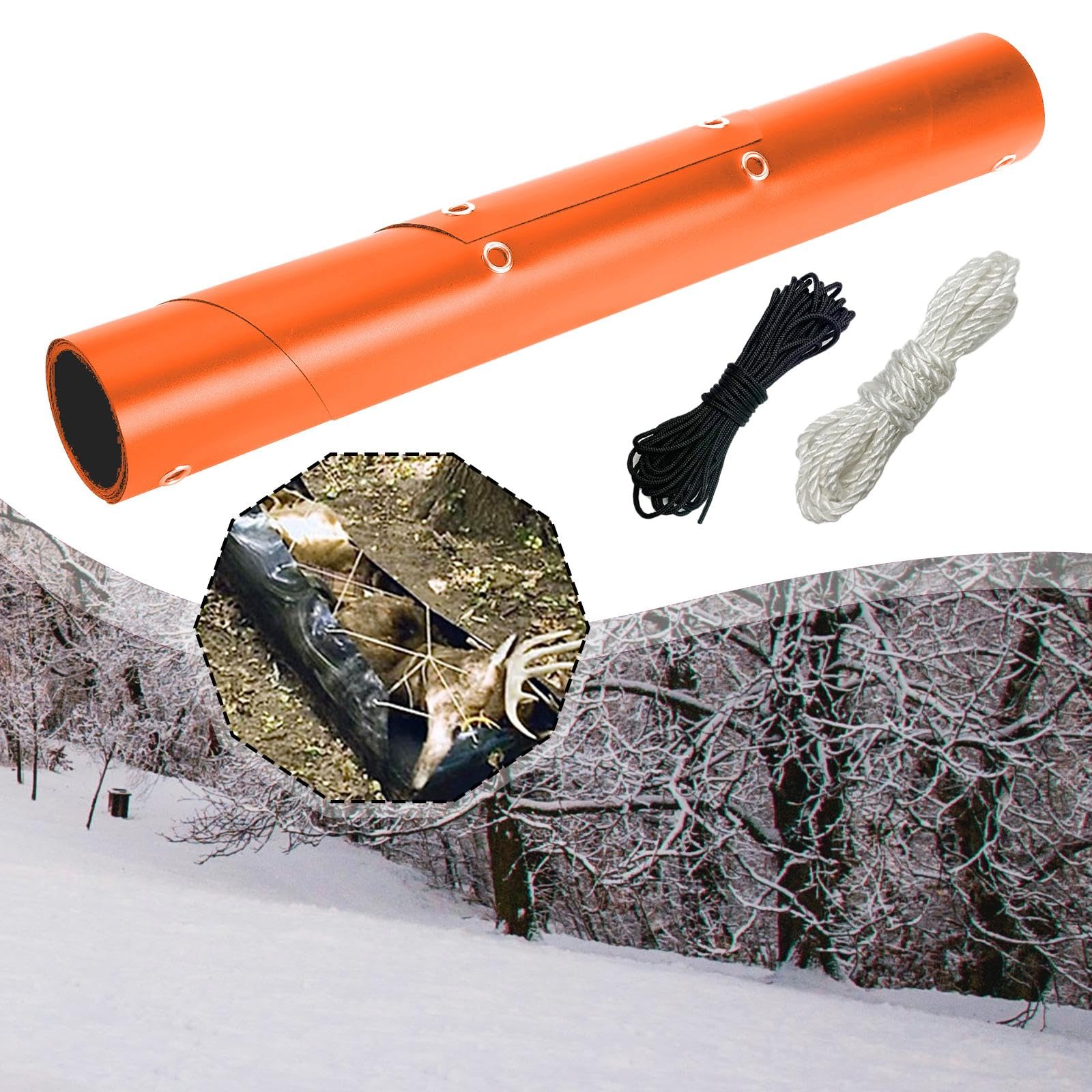 Slitta da Traino per Cervi, Attrezzatura da Esterno Multiuso, Senza Sforzo, con Corde, Slitta da Trasporto Arrotolabile per La Pesca in Campeggio
