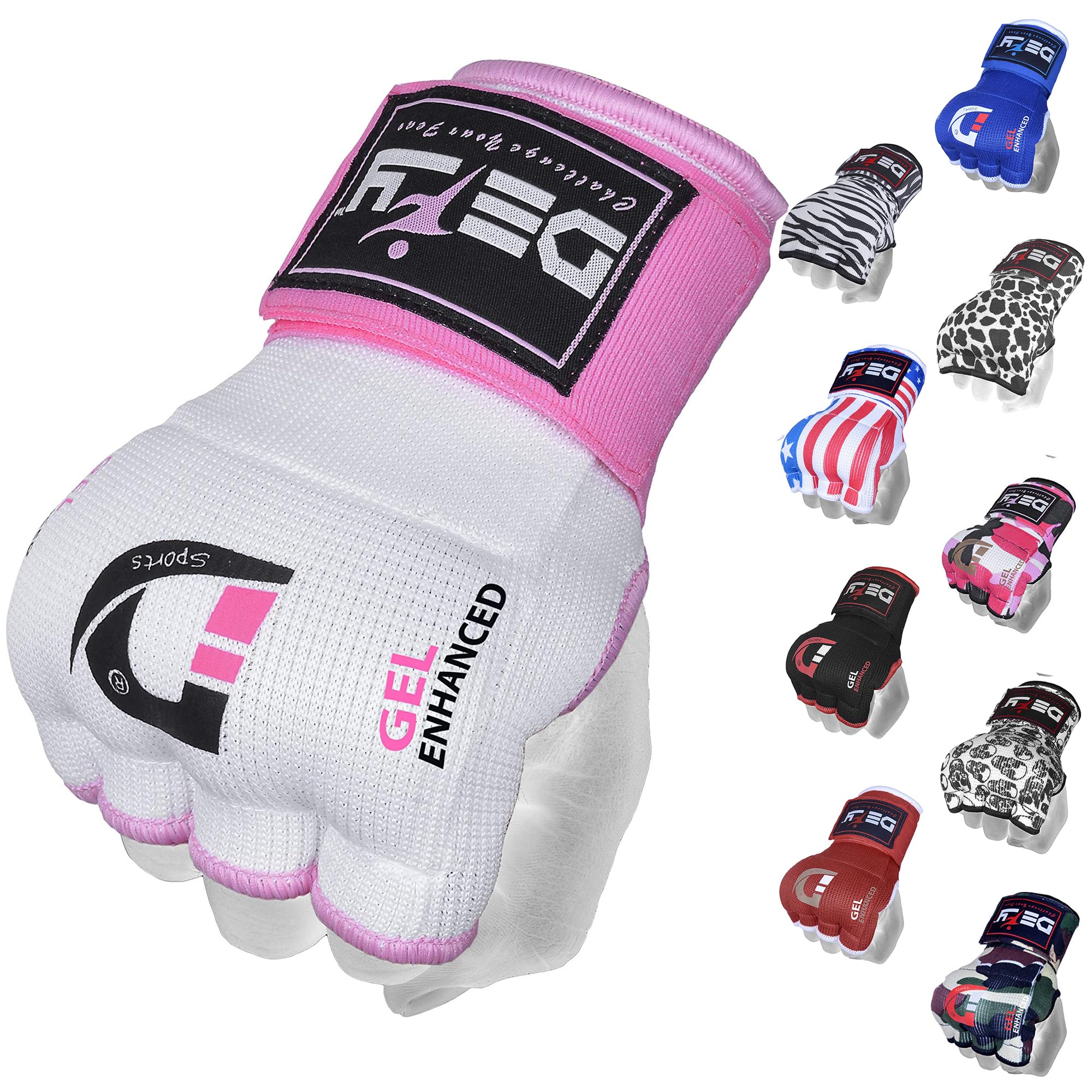 DEFY Padded Inner Gloves Quick 75cm Long Strap – Inner Boxing Gloves Gel Padded Knuckle Protection – Elasticated Boxing Hand Wraps for MMA Muay Thai Kickboxing Martial Arts Pair (White, Small)
