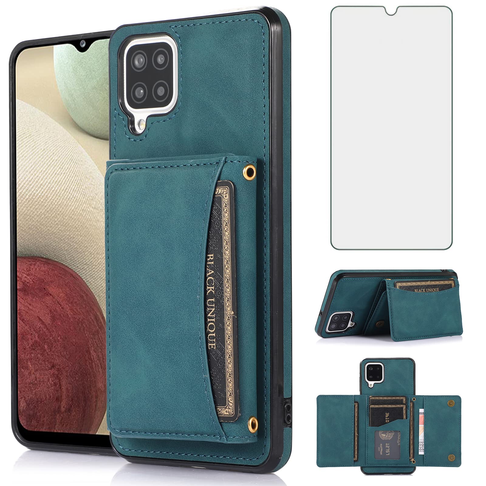 Asuwish Phone Case For Samsung Galaxy A12 M12 Wallet Cover