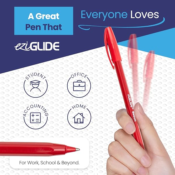 Eziglide Ballpoint Pens Black Ink 50-Pack – Black Biro Pens Multipack with Medium Point (1.0mm) for Effortless, Smooth Handwriting & Consistent Flow – Black Pens for School, Home, Office Supplies - 5