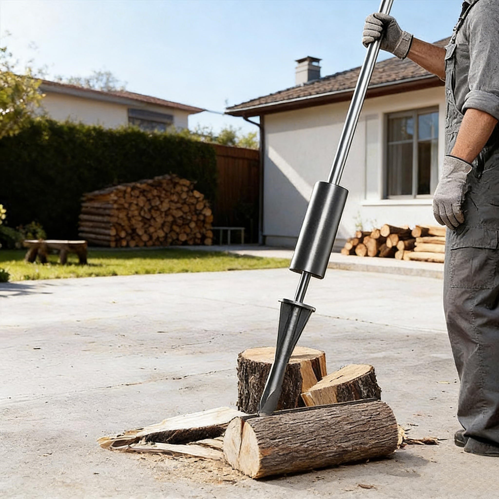 Fendeur de bûches de bois, design à inertie manuelle portable, largeur de couteau de 2,5 cm, idéal pour le camping, l'agriculture et l'utilisation à la maison