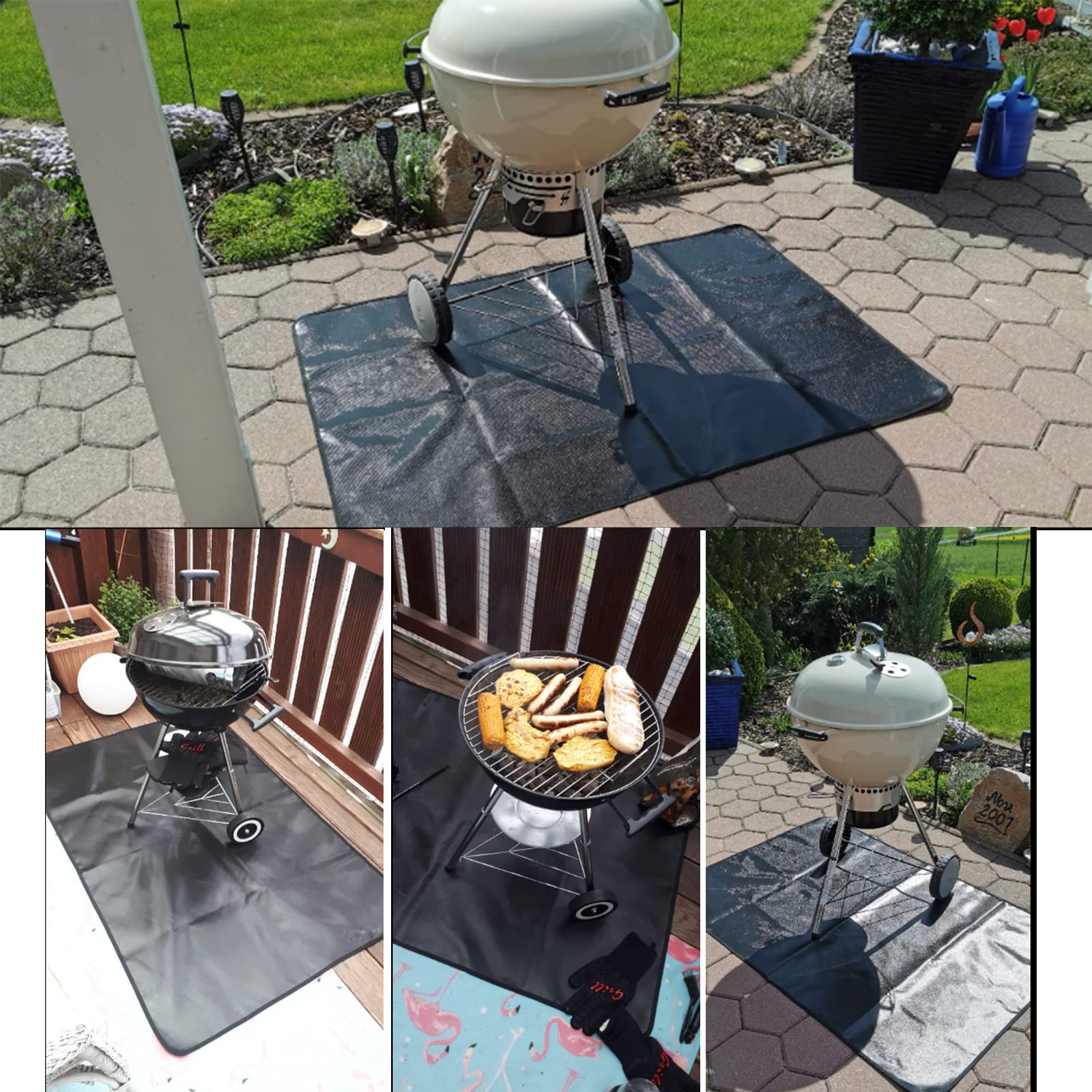 QWORK® Brandwerende Mat Rond 100CM - Brandwerende Mat voor Vuurschaal en Grill - Opvouwbaar en Gemakkelijk schoon te maken