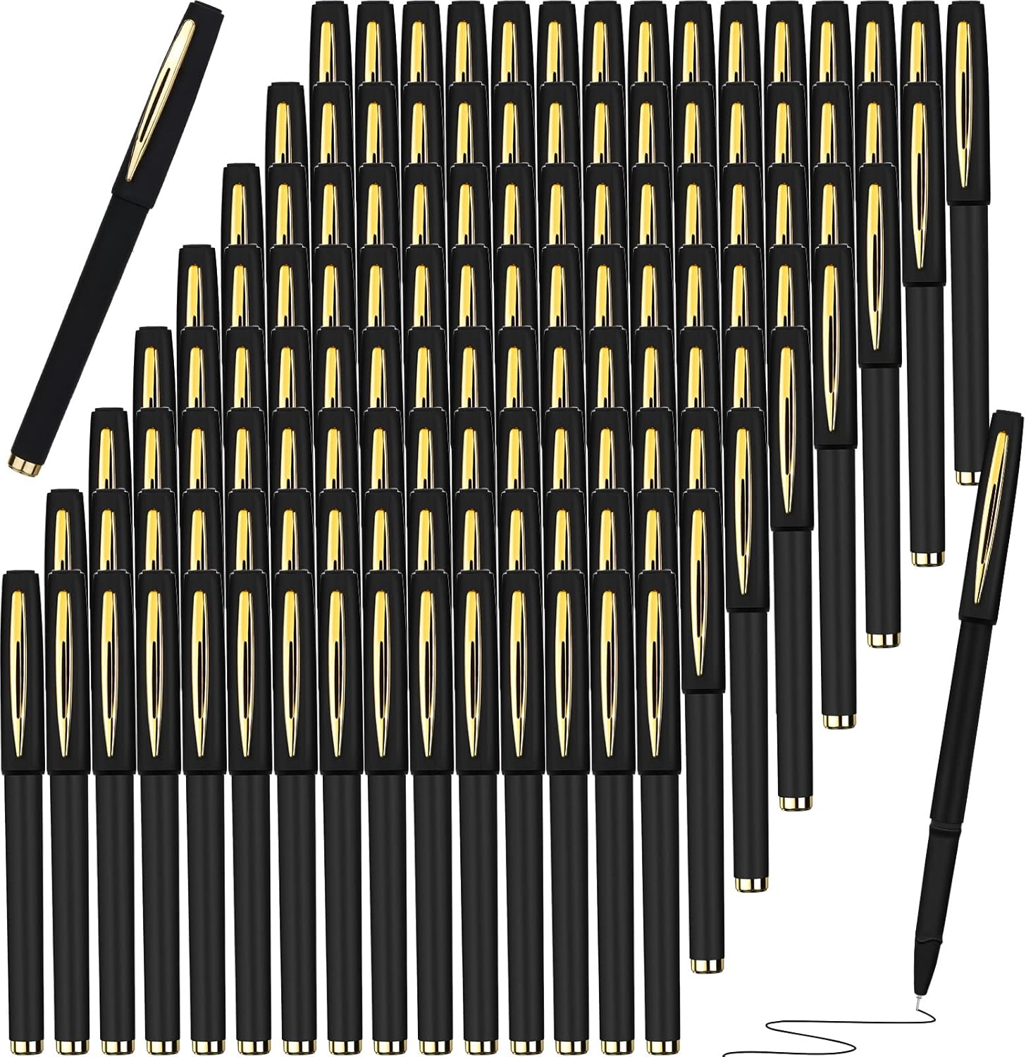 Sherr 120 Pcs Black Gel Ink Pens Rollerball Bulk Ultra Fine Point Roller Ball Gel Pens for Office, School, Writing, Taking Notes, Sketching(0.38mm)