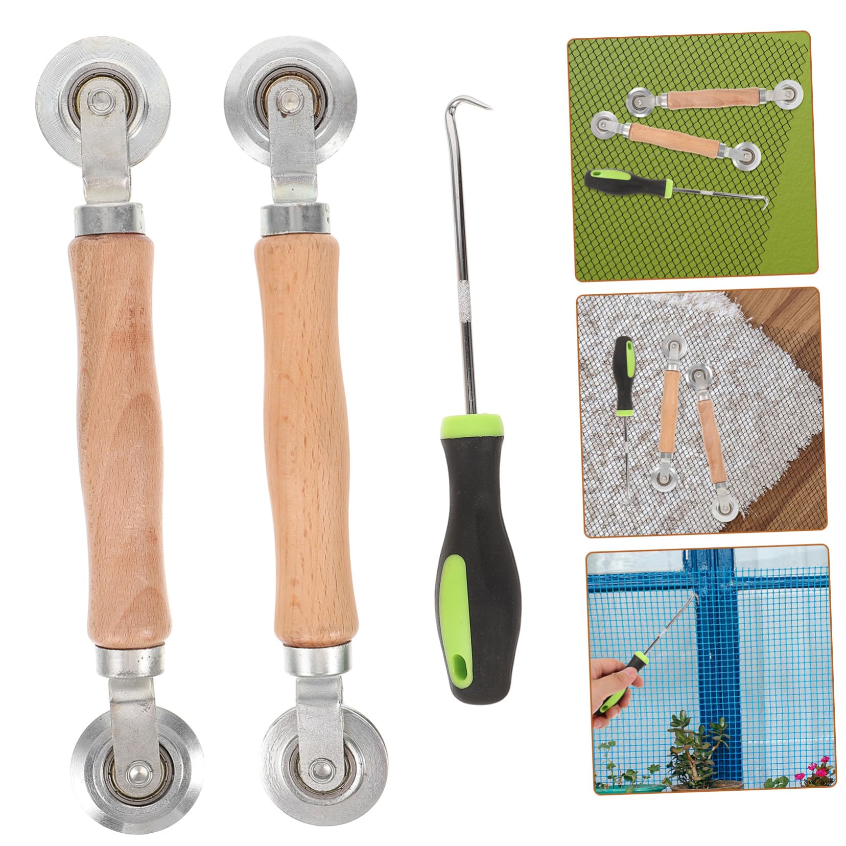 Mikikit Kit de Reparación de Puertas Mosquiteras 3 Piezas Ruedas de Acero Inoxidable y Herramientas Multiusos para Reparar Ventanas y Puertas