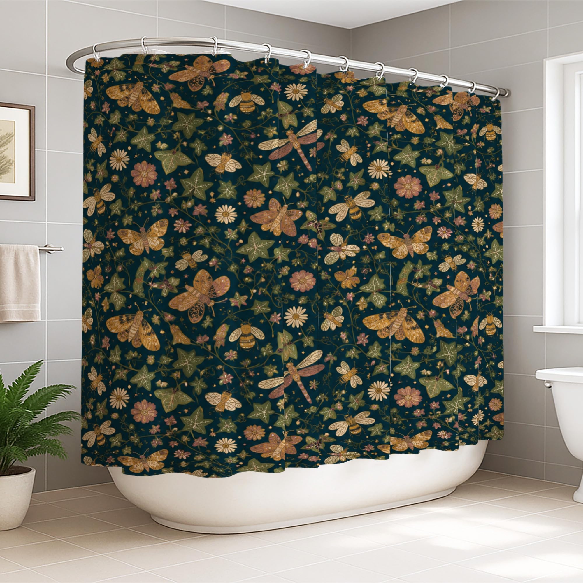 Rideau de douche grand format motif libellule pour sublimer la salle de bain de votre appartement