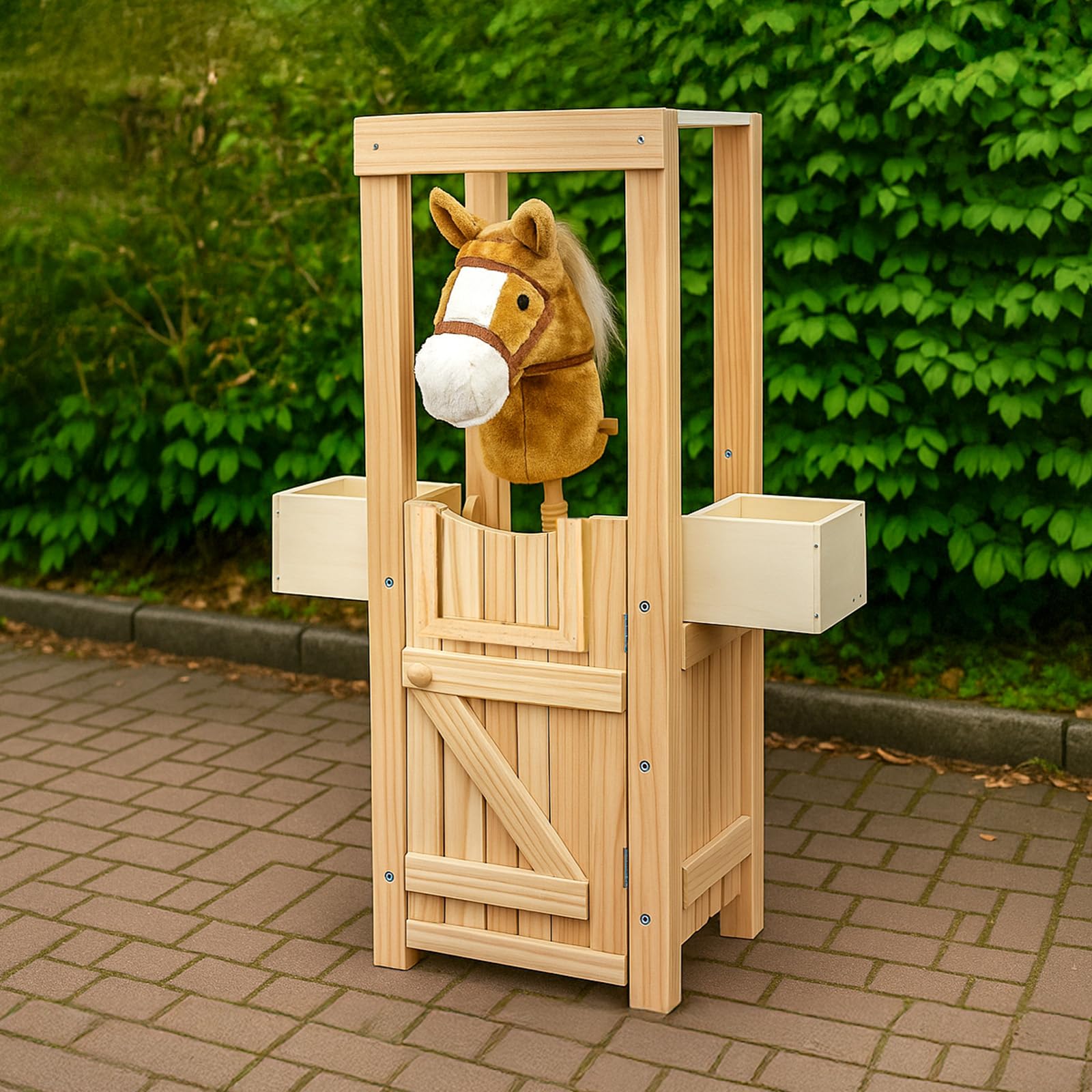 Youyijia Holzständer für Steckenpferd-Accessoires mit Seitenschale – Stall-Display