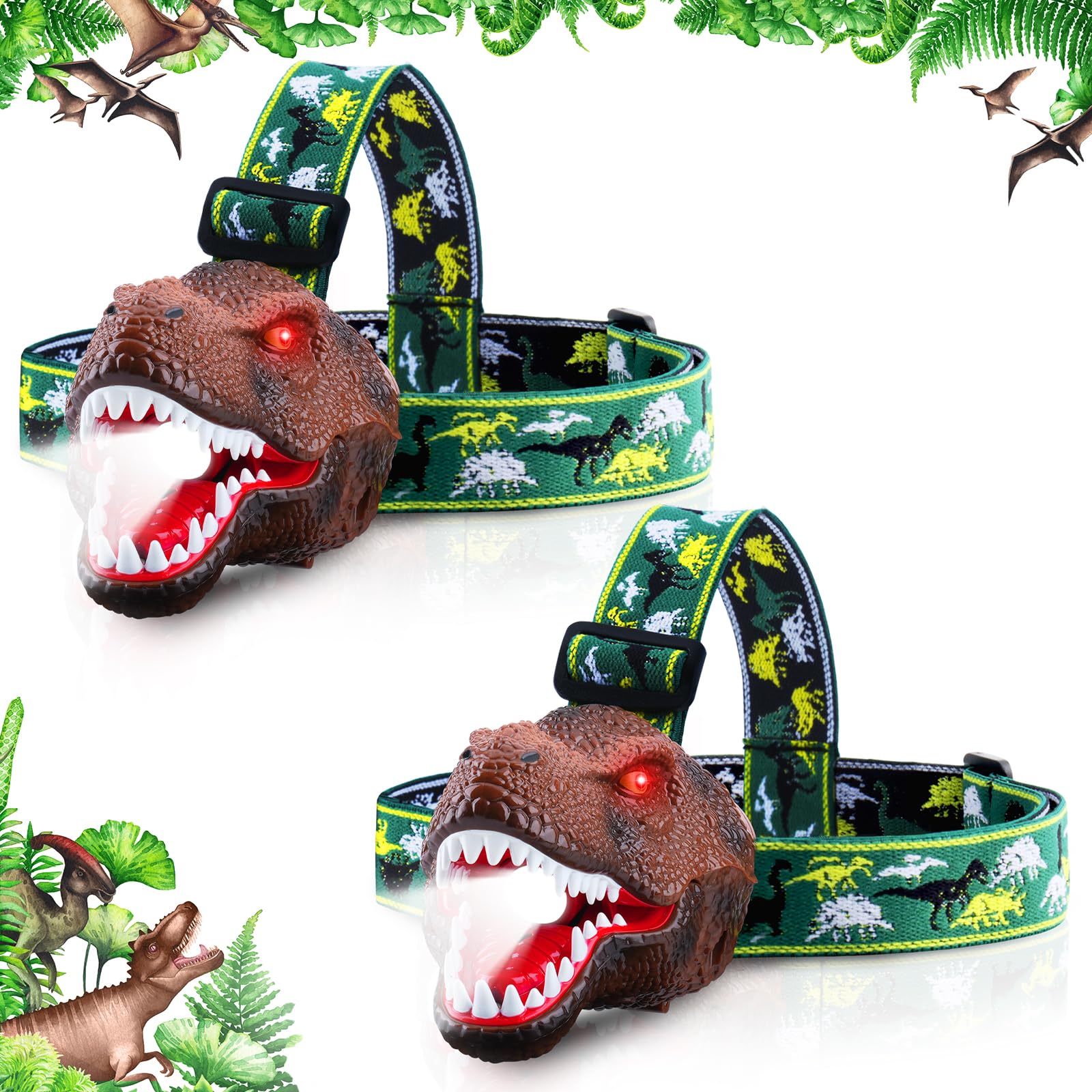 Dinosaur Headlamp for Kids - LED Flashlight T-Rex -10 Dinosaur Headlamp for Kids - LED Flashlight T-Rex -10