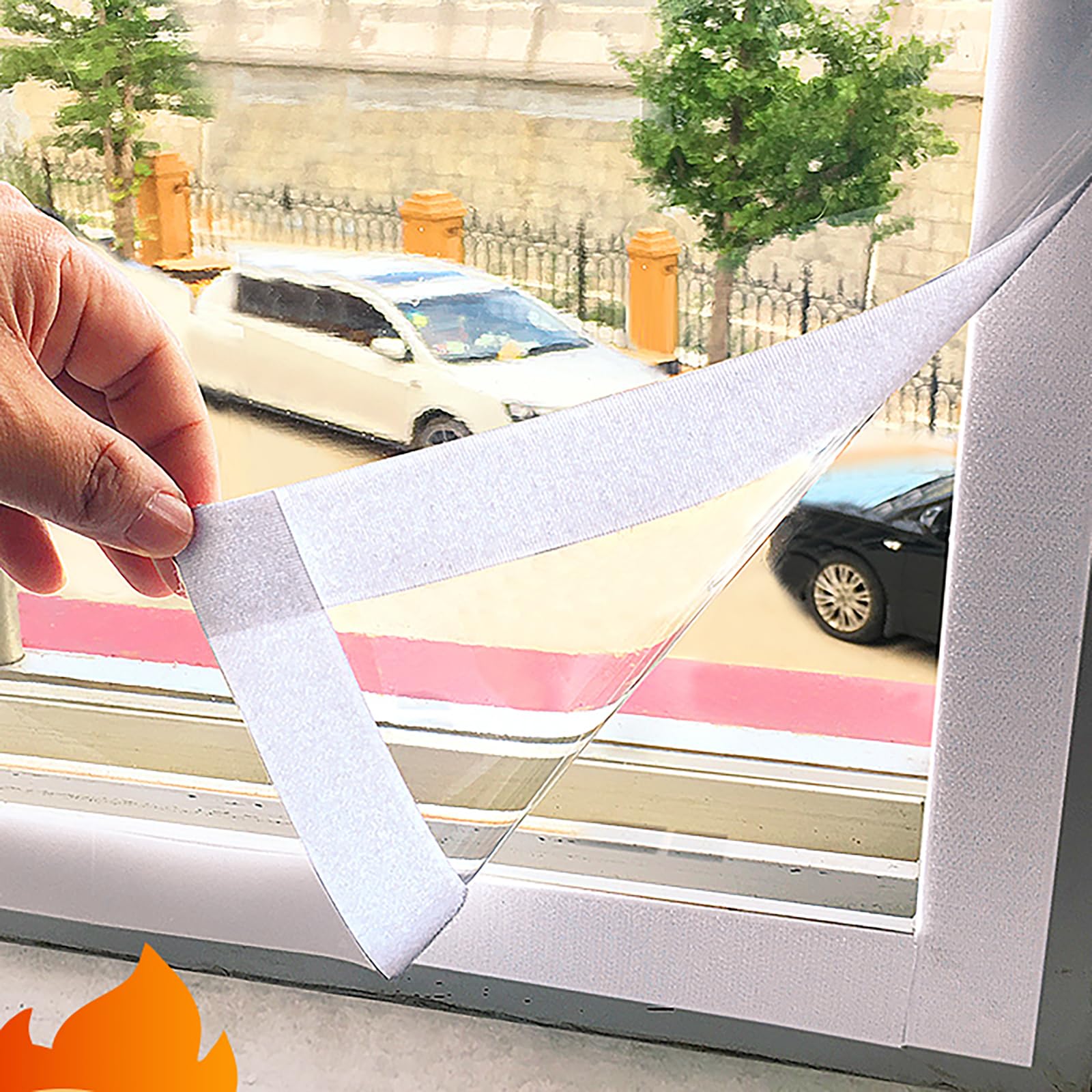Winddichter Ilat ain Zugluftstopper mit Reu Thermoabdeckung für den Winter, 1,5 x 4 m, reduziert kalte Luft und Energieverlust