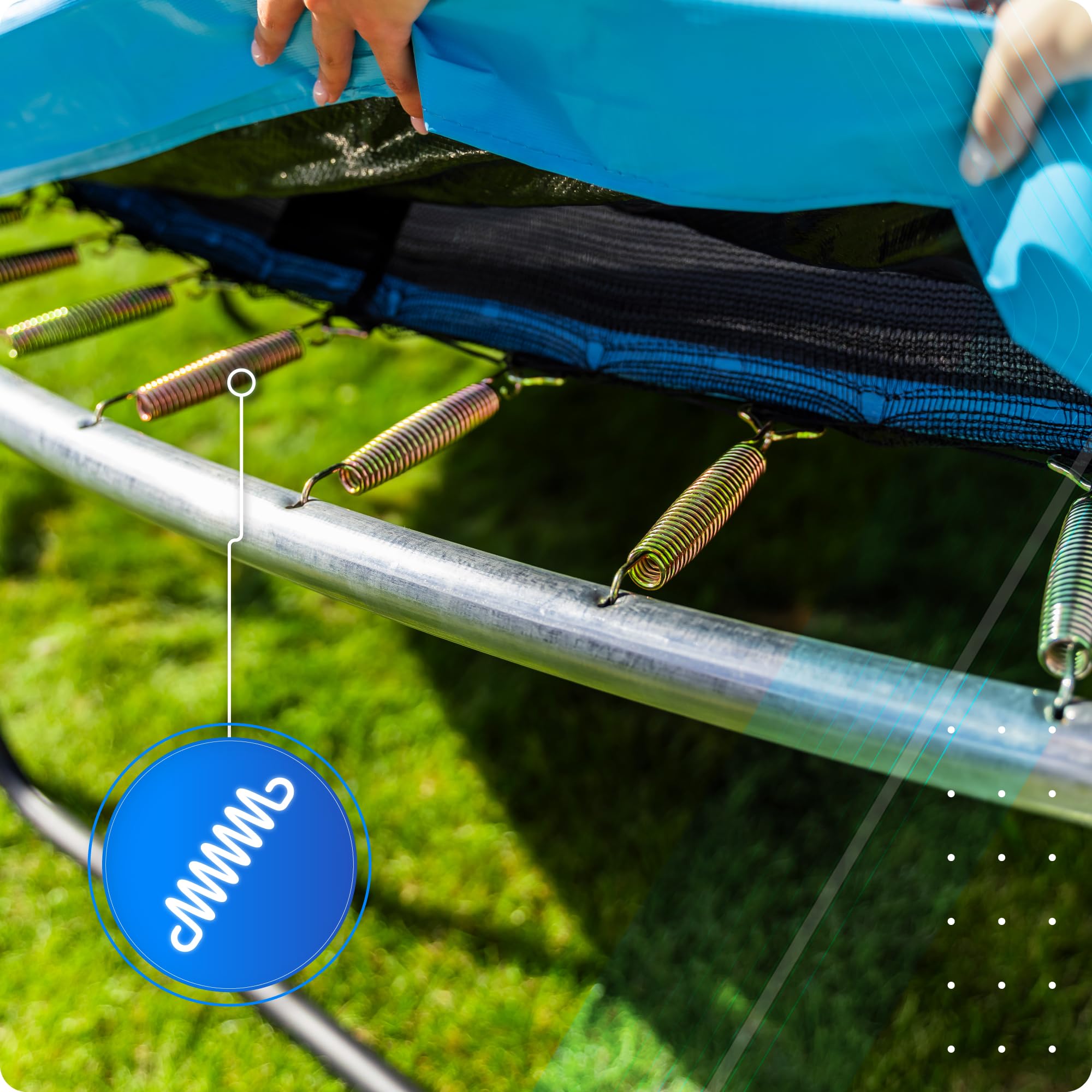 THUNDER Trampolino da Giardino con Rete e Scala – Outdoor per Bambini e Adulti, Stabile, Wetterfest, Varie Misure e Color