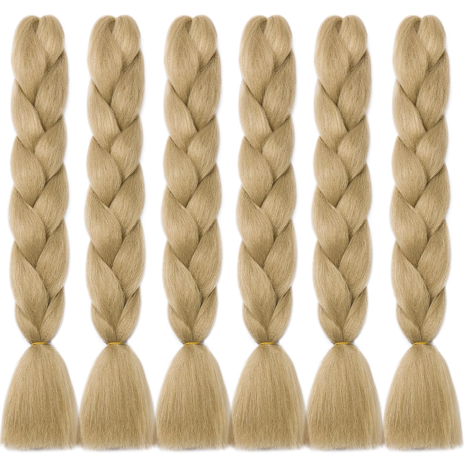 Cybelleza Extension per Treccine Africane Extension Capelli Sintetici per Treccine Africane Trecce Jumbo Braiding Hair, Confezione da 6, Biondo Naturale